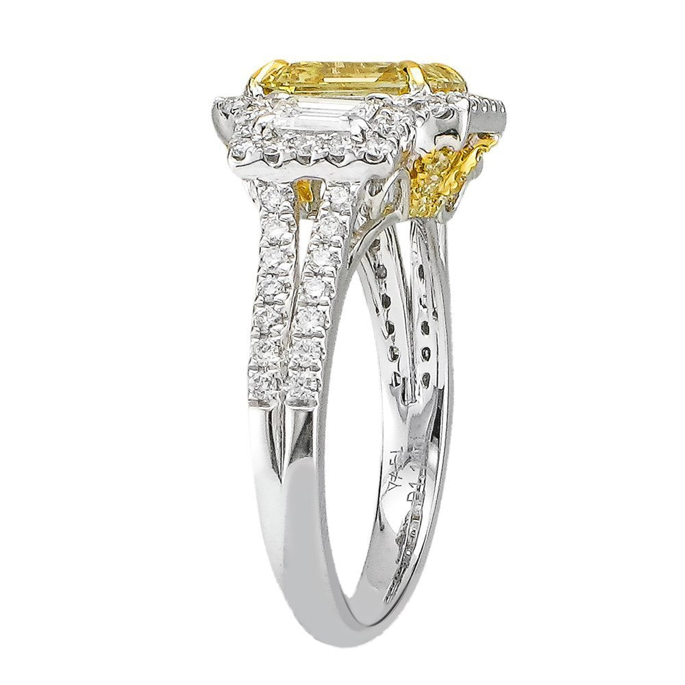 18KT Gold 3.47 CTW Fancy Intense Yellow Diamond Ring for Women - Luxury Engagement & Wedding Jewelry Gift for Her - Perfect for Anniversaries, Proposals & Special Occasions