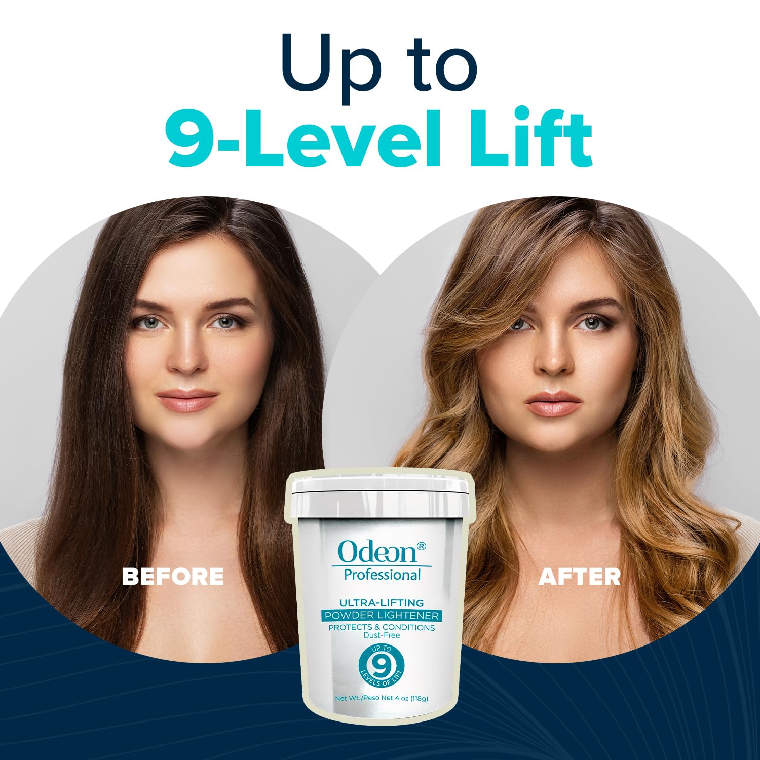 Odeon Professional Ultra-Lifting Powder Lightener - 9 Levels Lift Hair Bleach Powder for Balayage, Highlights & Full Bleaching (4oz) - Perfect for Salon & At-Home Hair Lightening Treatments