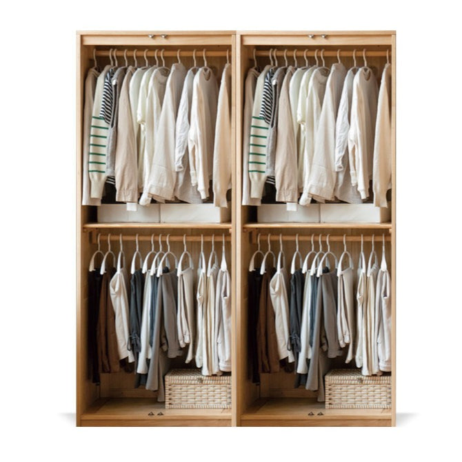 Solid Oak Wood Modern Wardrobe - Customizable Closet Organizer for Bedroom, Walk-in Closet & Home Storage
