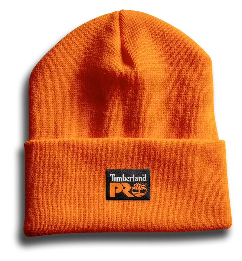 Timberland PRO Watch Cap - Warm Winter Beanie for Men & Women, Soft Knit Fleece Lined, Unisex Orange Skull Cap - Perfect for Outdoor Activities, Hiking, and Cold Weather Protection
