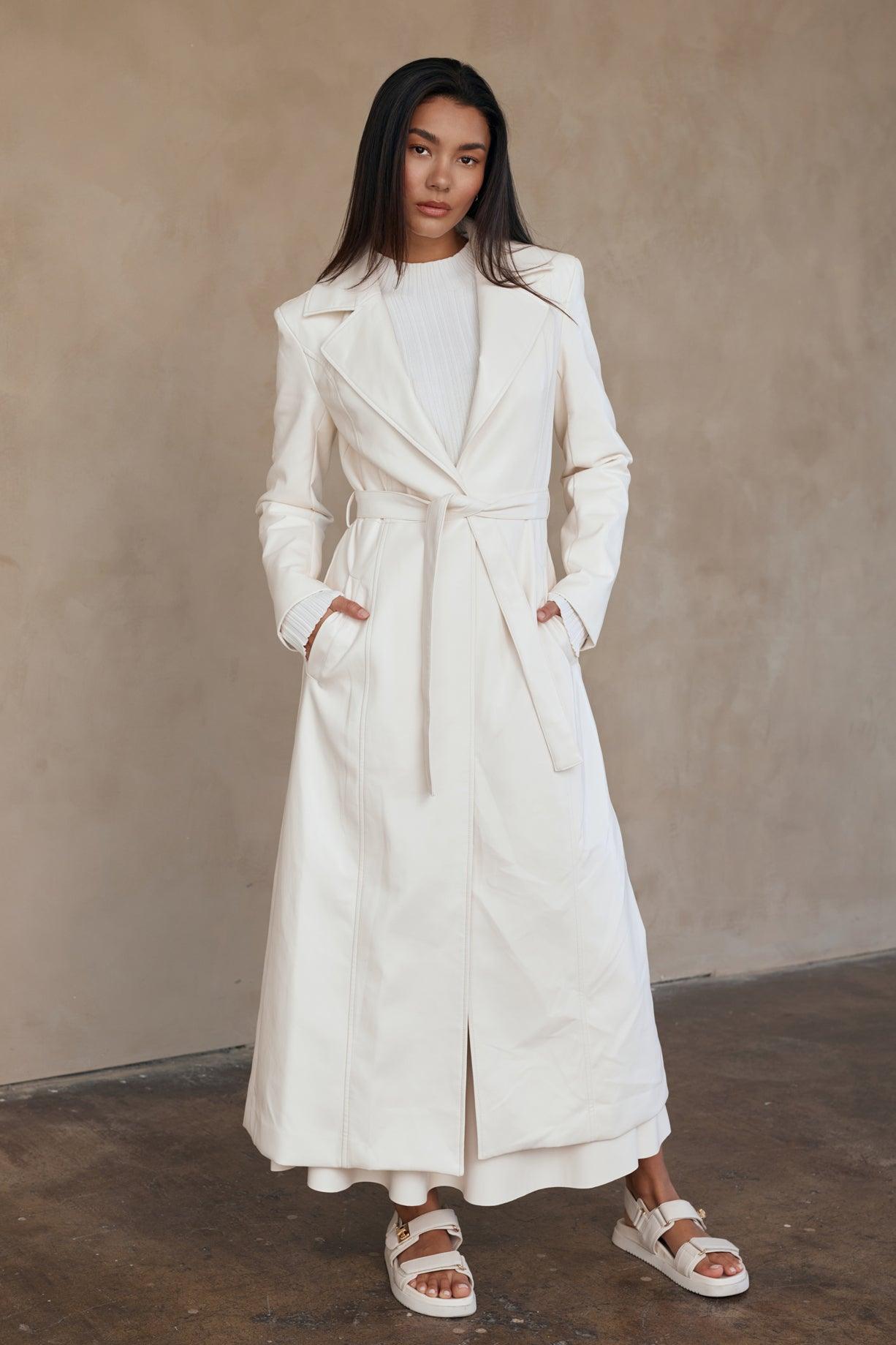 Inara Vegan Recycled Leather Trench Coat for Women | Eco-Friendly Faux Leather Jacket | Sustainable Fashion Outerwear for Fall & Winter | Perfect for Office, Dating & Casual Wear