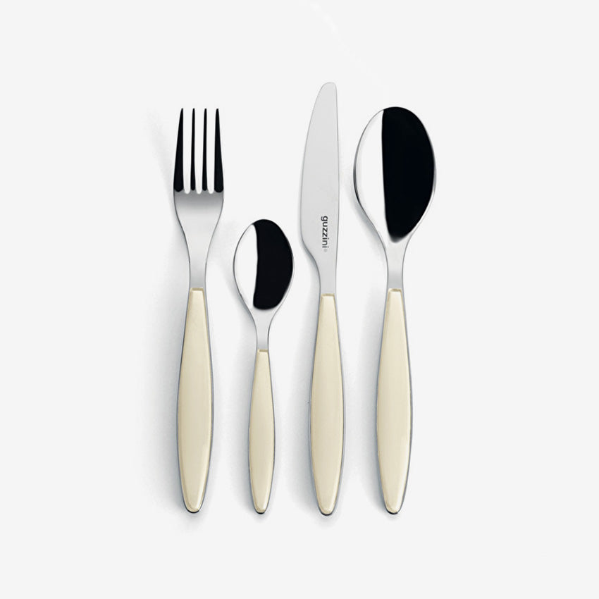 Guzzini Feeling 24-Piece Stainless Steel Cutlery Set - Knife Fork Spoon Set for Dining, Kitchen & Entertaining - Elegant Flatware for Restaurants, Weddings & Home Use