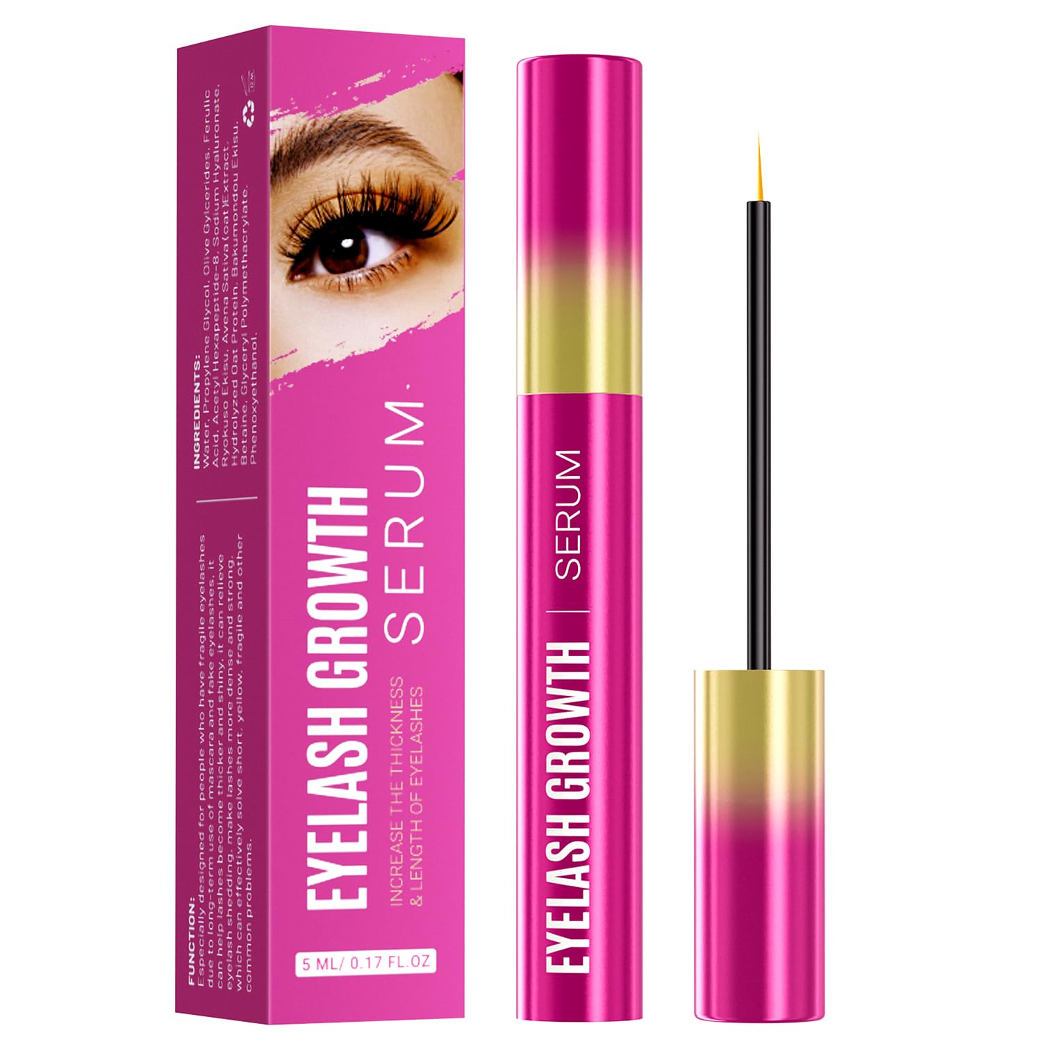 Premium Eyelash Growth Serum - Advanced Formula for Longer, Thicker & Fuller Lashes | Vegan & Gentle Lash Conditioner | 0.17 Fl Oz (5mL) | Perfect for Daily Use & Special Occasions