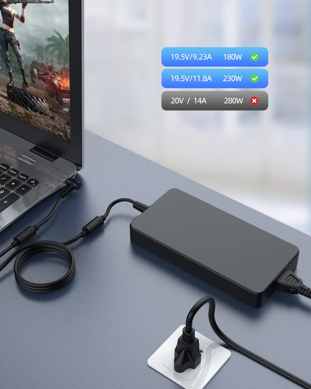 230W AC Power Adapter for Asus Zenbook Pro Duo 15 OLED UX581 Series (UX581GV/UX581LV/UX581G/UX581L/UX581) - 11th Gen Intel Laptop Charger with Fast Charging | Perfect for Home, Office & Travel Use