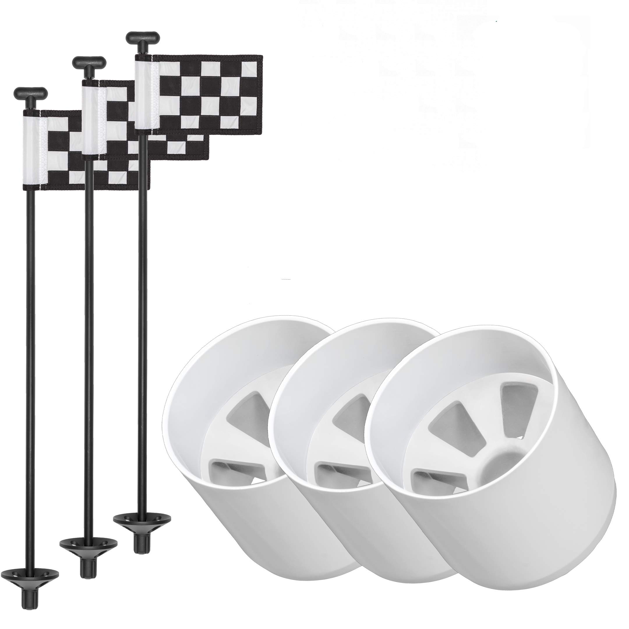 Premium Golf Flag & Cup Practice Set - 3 Mini Putting Green Flags, Poles & Cups for Backyard & Indoor Training | Perfect for Home, Office & Outdoor Golf Practice