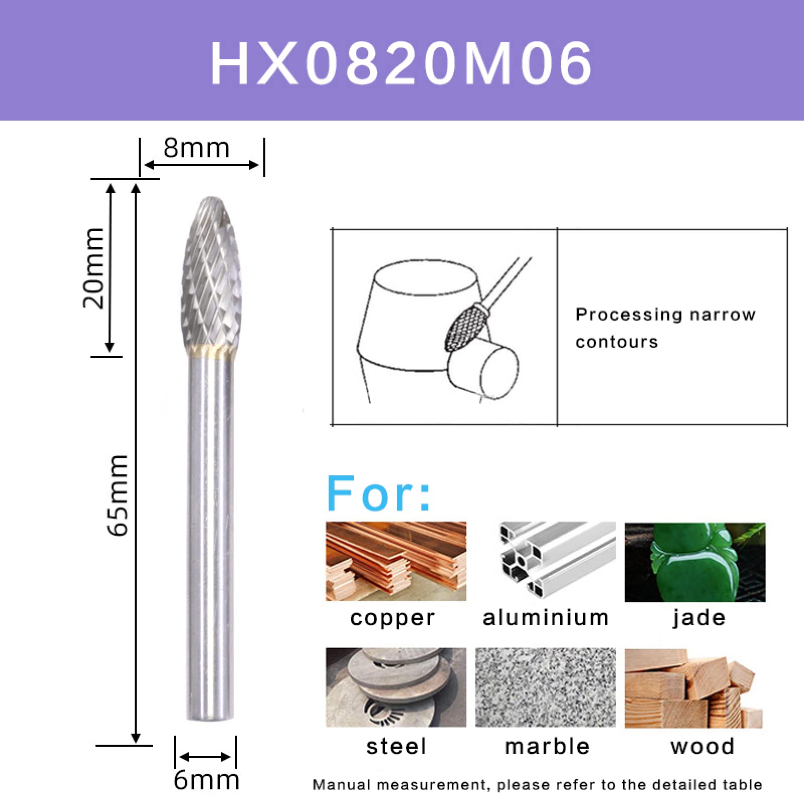 HX Double Cut Tungsten Carbide Alloy Grinding Wheel - Abrasive Tool & Milling Cutter for Metalworking, Wood Carving & DIY Projects