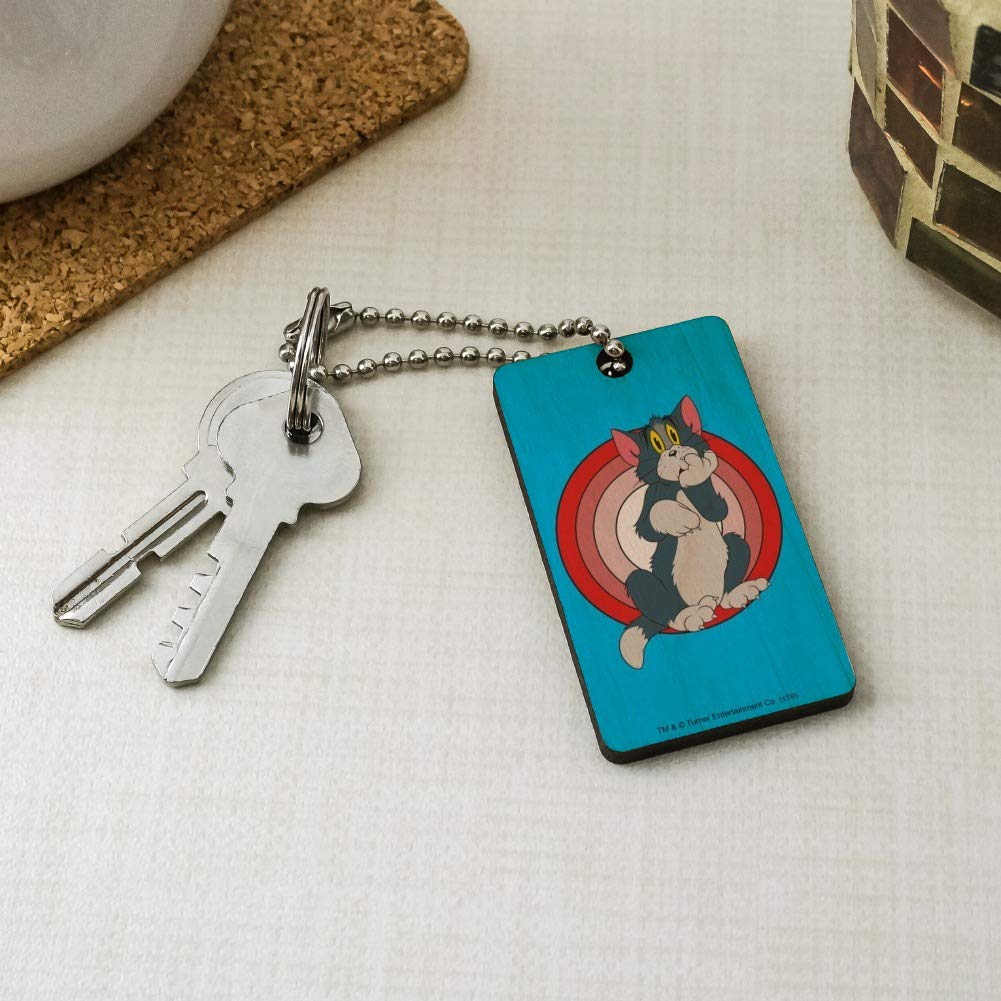 Tom and Jerry Wooden Rectangle Keychain - Tom Character Key Ring for Fans, Collectors & Gifts | Perfect for Keys, Bags, Backpacks & Everyday Use