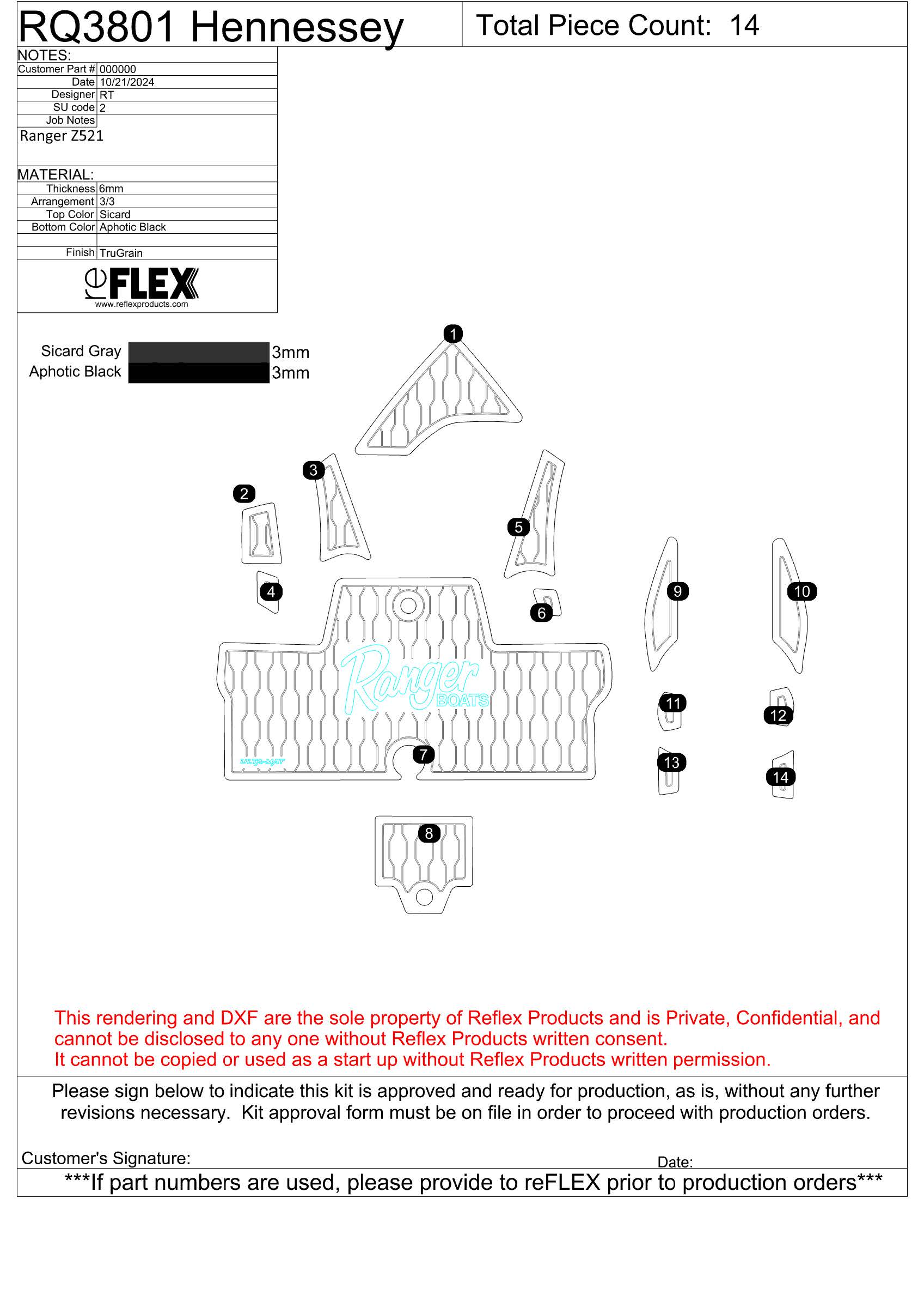 H.O.E ULTA MAT Cockpit/Trailer Kit for 2009 Ranger Z520 - Non-Slip Boat Flooring for Fishing & Marine Protection