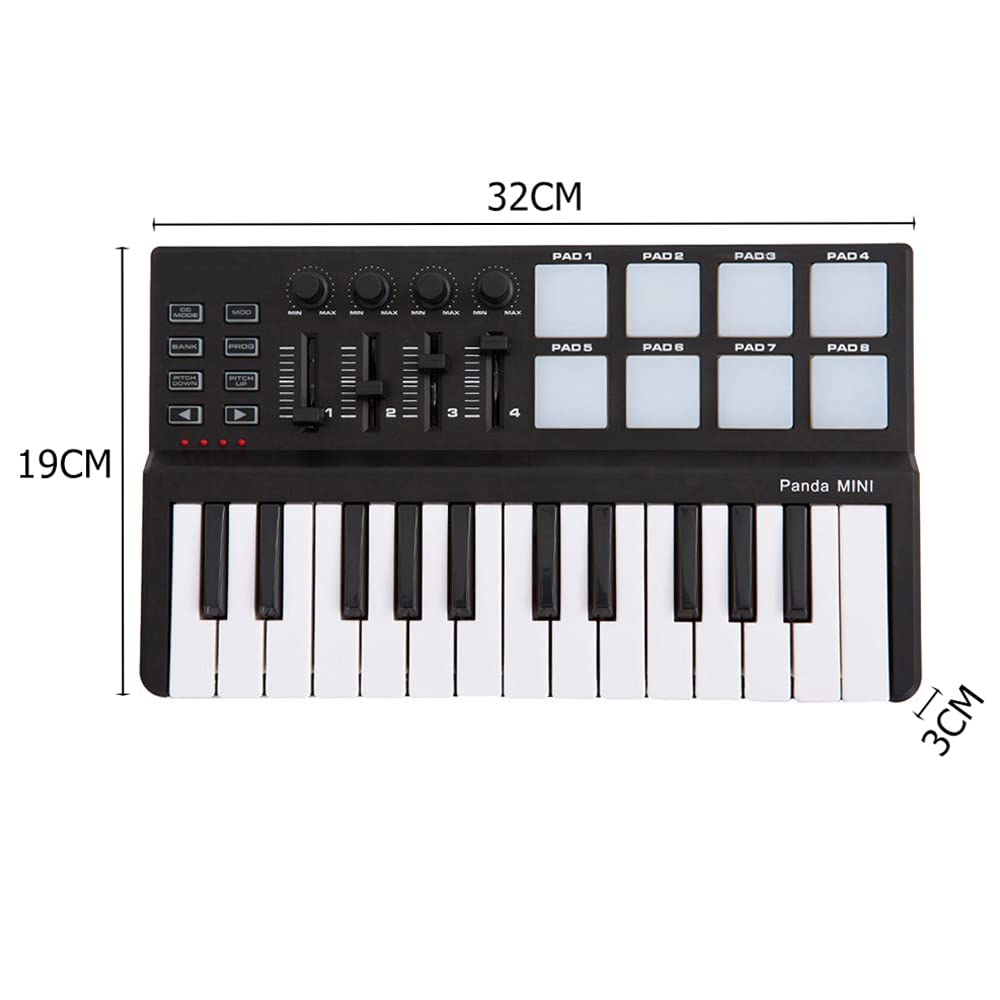 Portable 25-Key Mini MIDI Controller with Drum Pads for Music Production