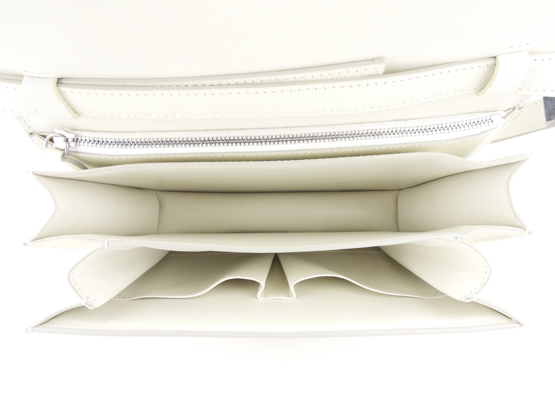 Celine White Textured Leather Medium Box Bag - Luxury Designer Handbag for Women | Perfect for Work, Travel & Evening Events