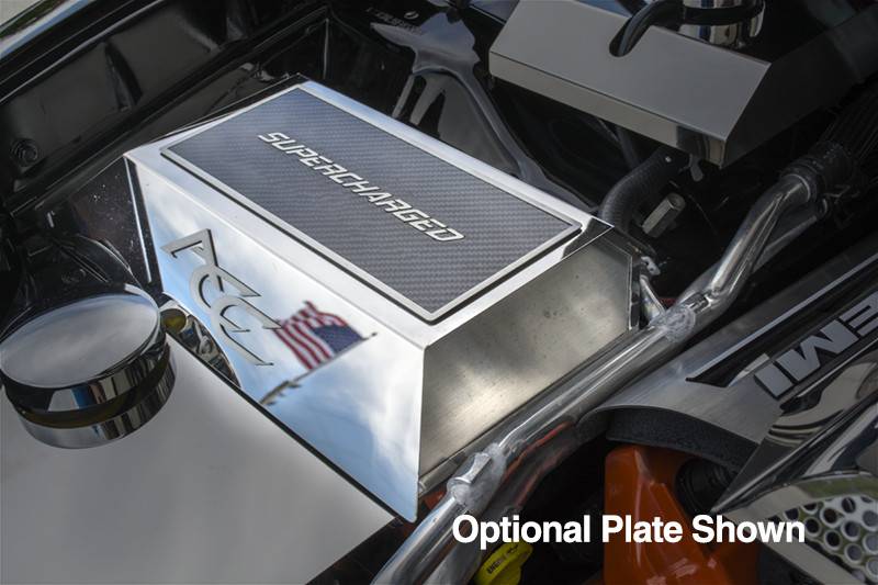 American Car Craft Brushed or Polished Fuse Box Cover with Optional Top Plate for Dodge Charger 6.2L SRT Hellcat (2015-2023) - Engine Bay Upgrade & Customization Accessory for Car Enthusiasts