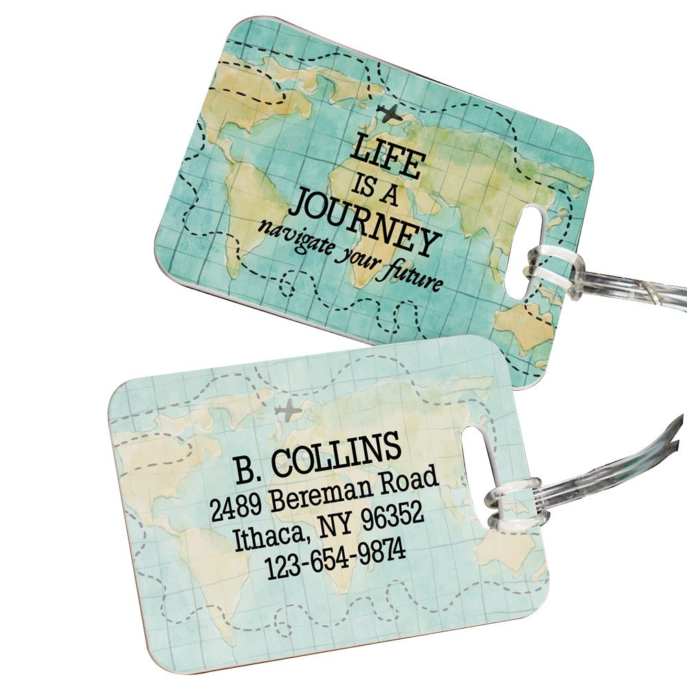 Personalized World Map Luggage Tag - Custom Name & Travel Design - Perfect for Suitcases, Backpacks & Travel Accessories - Great Gift for Travelers & Vacationers
