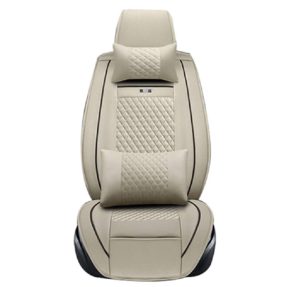 Premium PU Leather Car Seat Covers for Jaguar XJ XE XF - 5-Piece Set with Comfort Cushion & Needlework Design (Black/White) | Front Seat Protectors for Luxury Sedans | Perfect for Daily Commute & Road Trips