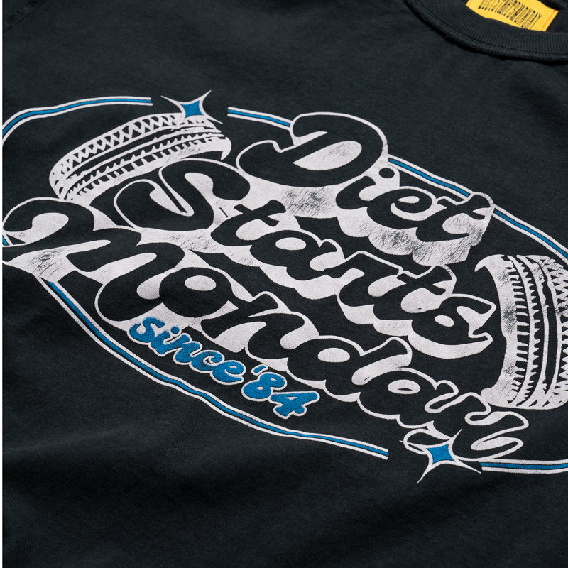 Diet Starts Monday Auto Tee - Vintage Black Graphic T-Shirt for Men & Women | Casual Streetwear, Gym Motivation, Funny Slogan Tee