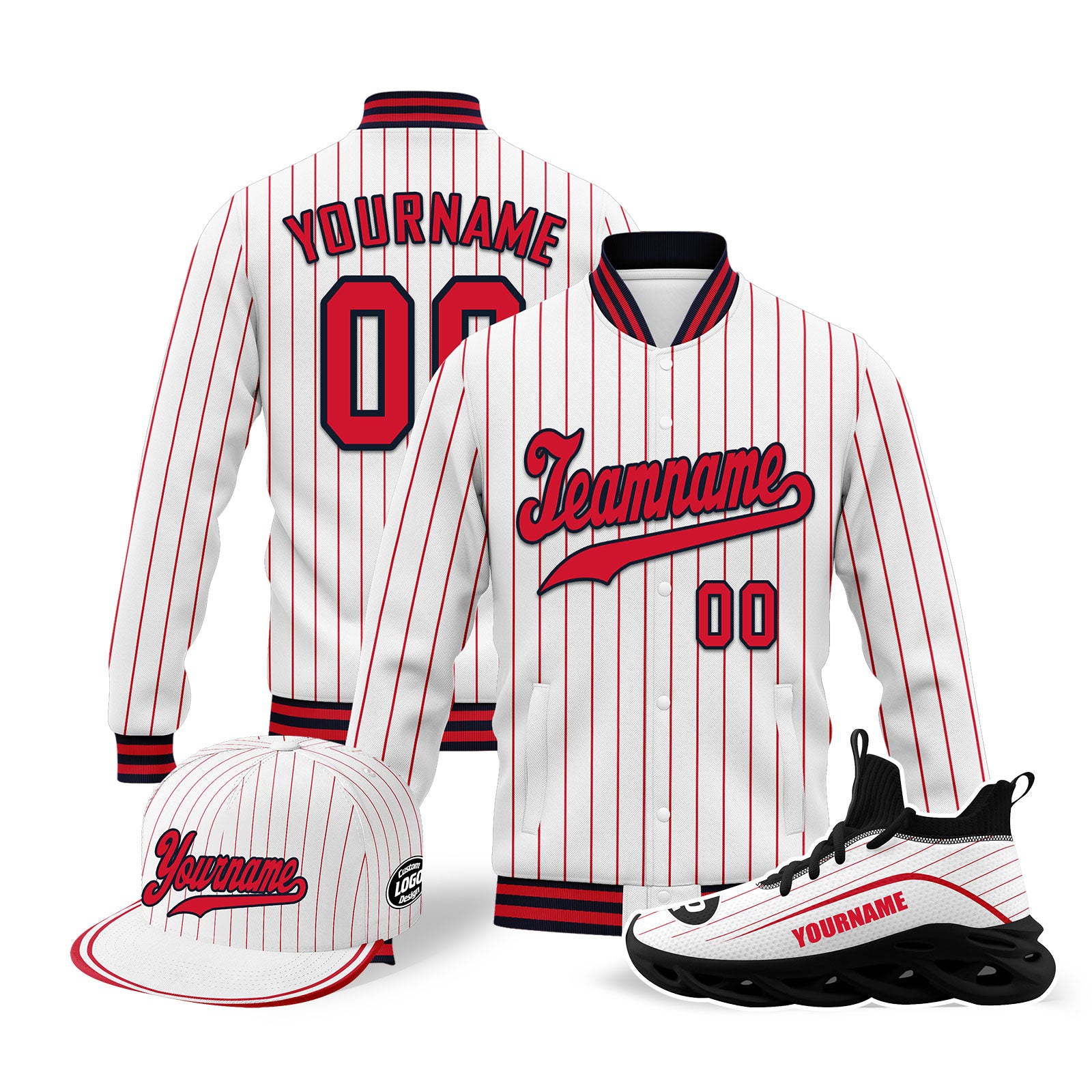 Custom Personalized Jacket, Shoes, and Hat Combo Set - MaxSoul Fashion Bundle D020239 | Perfect for Streetwear, Gifts, and Matching Outfits