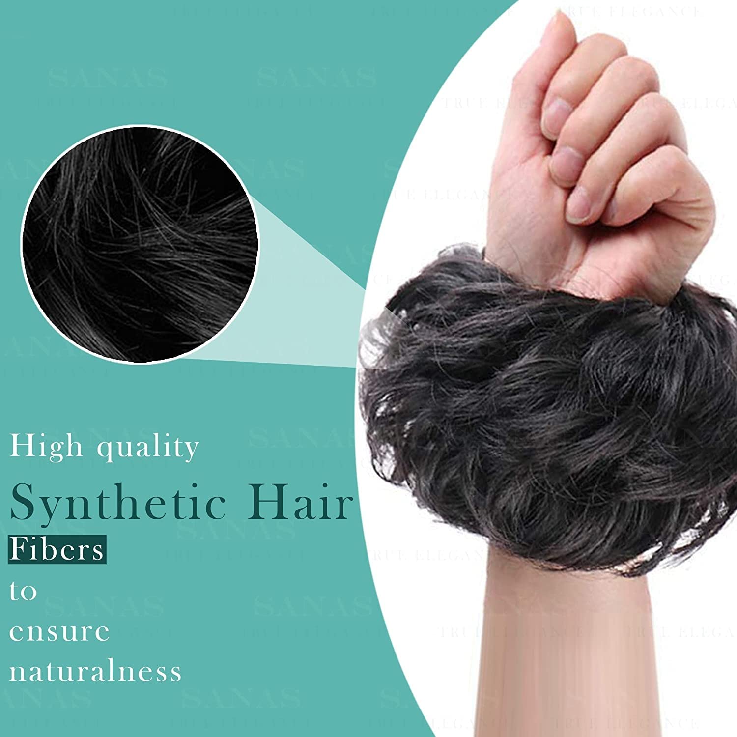 NANDANA COLLECTIONS 1PC Synthetic Hair Bun Extension with Rubber Bands for Women & Girls - Add Volume to Hair Bun | Perfect for Parties, Weddings & Daily Styling
