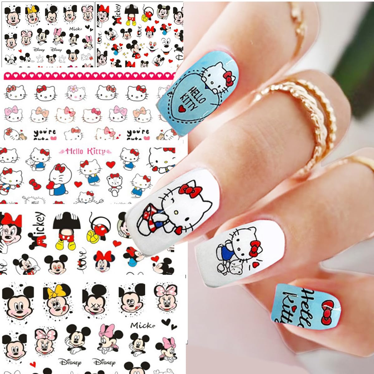 8 Pcs Cute Cartoon 3D Self-Adhesive Nail Art Stickers Decals for Women & Girls - DIY Nail Design Decoration Accessories | Perfect for Parties, Weddings, and Daily Nail Art