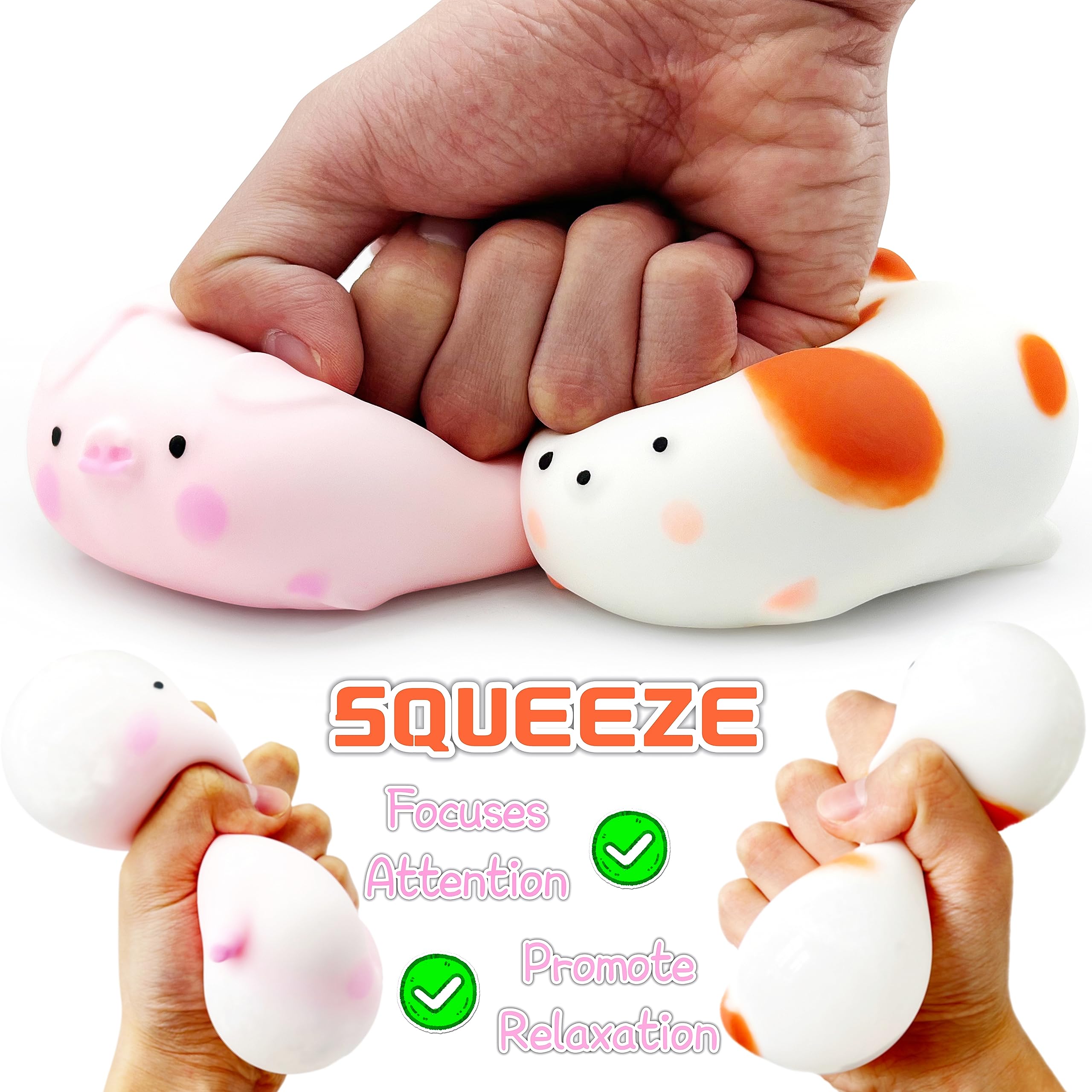 ZTATU Squishy Dog & Pig Stress Relief Balls for Kids - 2 Pack Sensory Fidget Toys for Anxiety, Autism & ADHD - Soft Squeeze Party Favors & Classroom Rewards - Perfect for Stress Relief, Focus & Sensory Play
