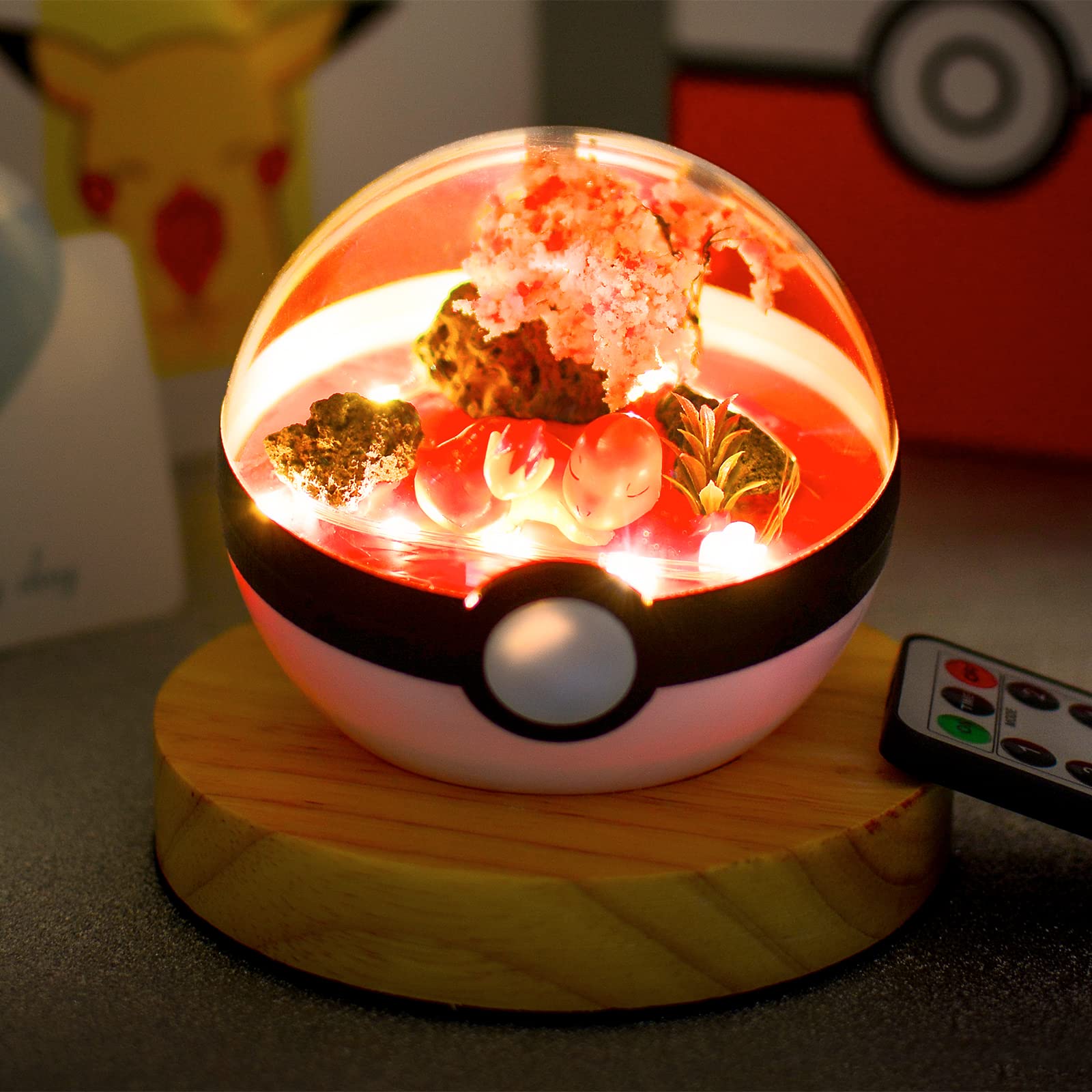Pokeball LED Night Light - Cute Terrarium Lamp for Bedroom Decor, Kids Room & Nursery | Perfect Christmas & Birthday Gift for Boys, Girls, Women | Creates Cozy Ambiance for Relaxation & Sleep