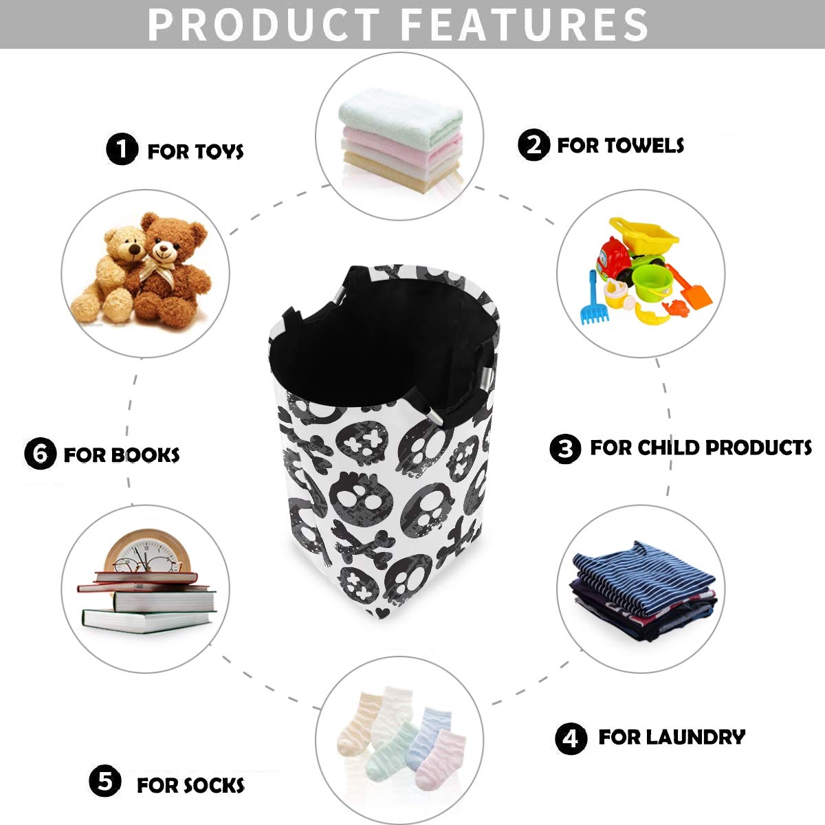 Visesunny Large Collapsible Laundry Hamper - Waterproof Oxford Fabric Laundry Bag with Handles, Foldable Dirty Clothes Basket, Portable Washing Bin for Home, Dorm, Travel & Camping