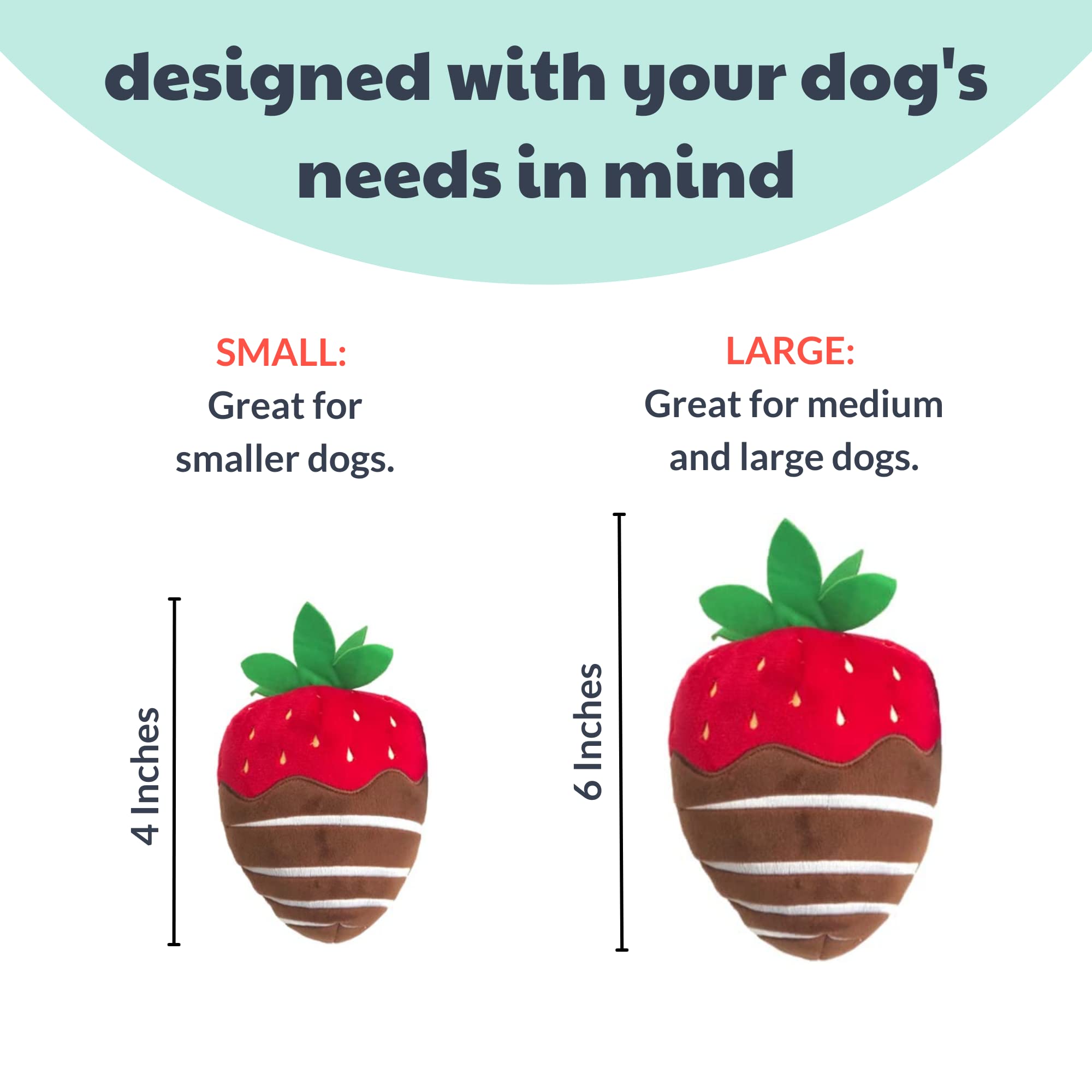 Huxley & Kent Chocolate Strawberry Large Squeaky Dog Toy - Funny Valentine's Day Gift for Dogs with Power Plush & Squeaker | Durable, Interactive Play Toy for Medium to Large Dogs | Perfect for Playtime, Training & Special Occasions