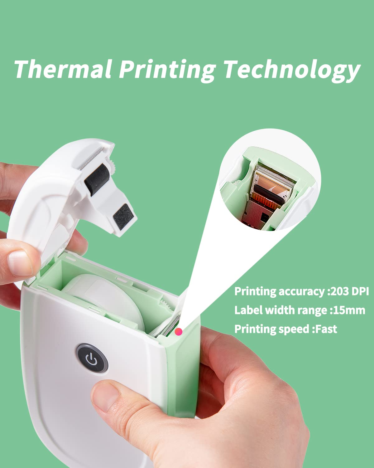 iEager L11 Wireless Label Maker - Portable Thermal Label Printer with Tape for Home, Office & Storage Organization (White-Green) | Perfect for Pantry, Craft Room & Business Labeling Needs