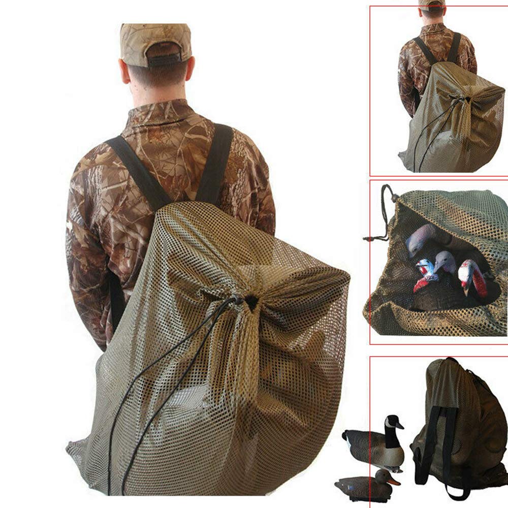 Adjustable Shoulder Straps Mesh Hunting Decoy Bags for Ducks, Geese & Turkeys - Lightweight Waterfowl Decoy Carrier for Easy Transport in Wetlands & Fields
