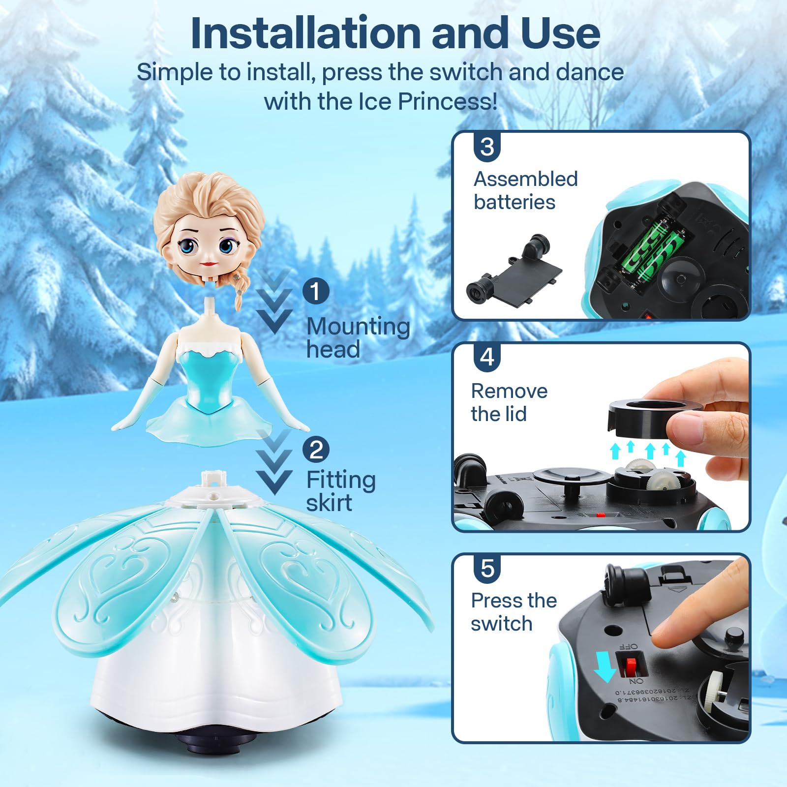 Interactive Dancing Princess Robot Toy with Flashing Lights & Music - Best Gift for Girls Ages 3-6 | Pretend Play, Birthday & Christmas Present for Toddlers (Ideal for Dance Parties, Role Play & Early Learning)
