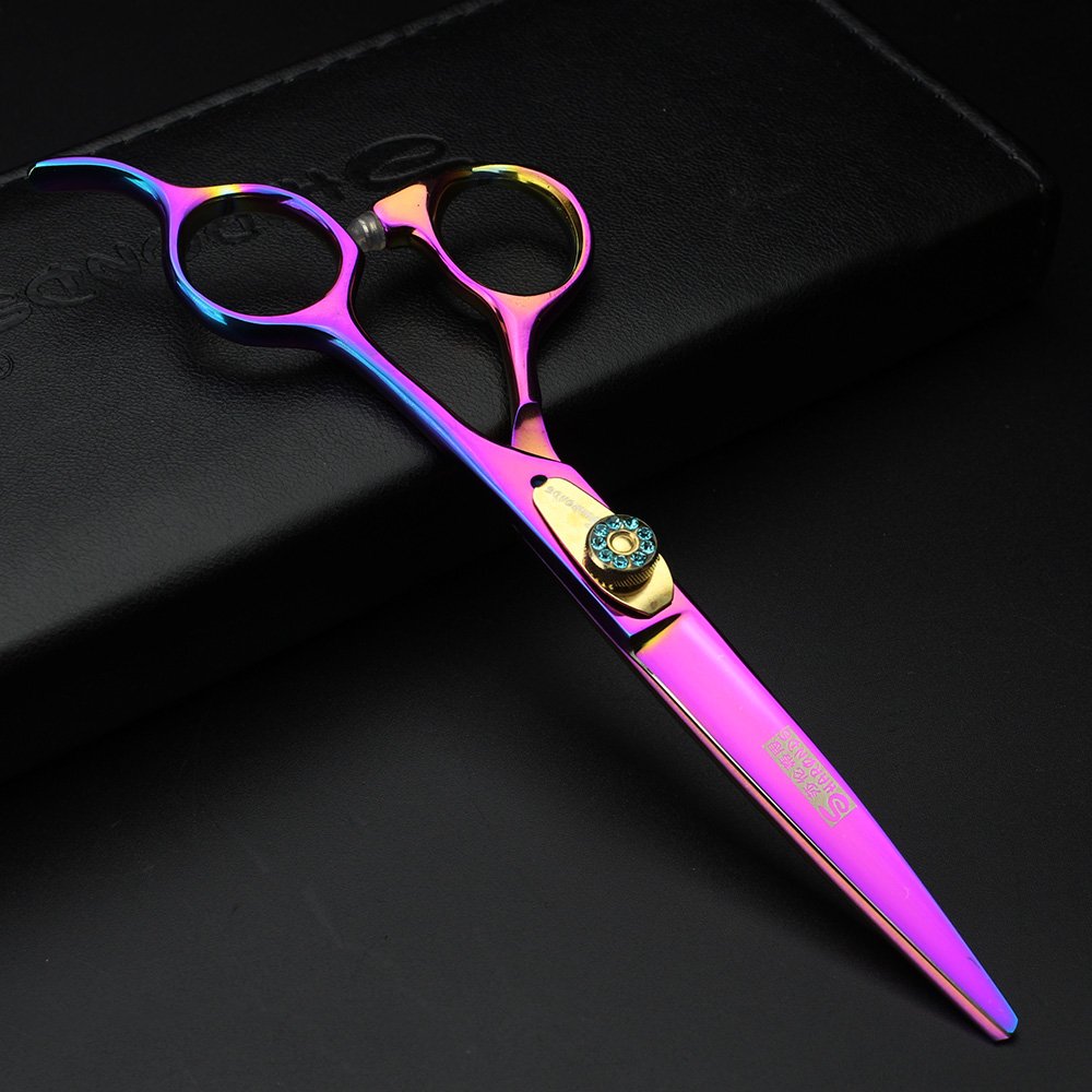 6 Inch Professional Hairdressing Scissors Set - Sharp Hair Cutting & Thinning Shears with Purple Spring - Perfect for Salon, Home Styling & DIY Haircuts
