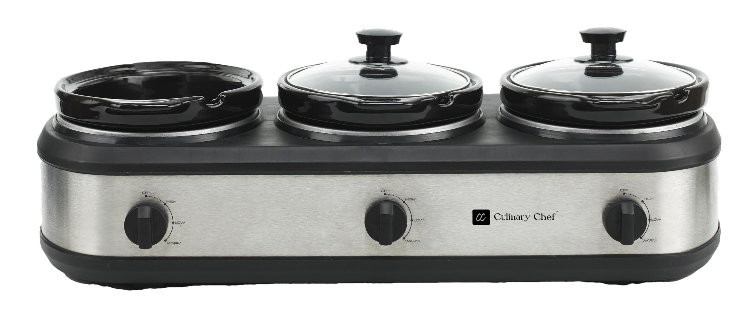 SC3105-SS 3-Pot Stainless Steel Slow Cooker & Buffet Server - Keep Food Warm for Parties, Catering & Family Gatherings