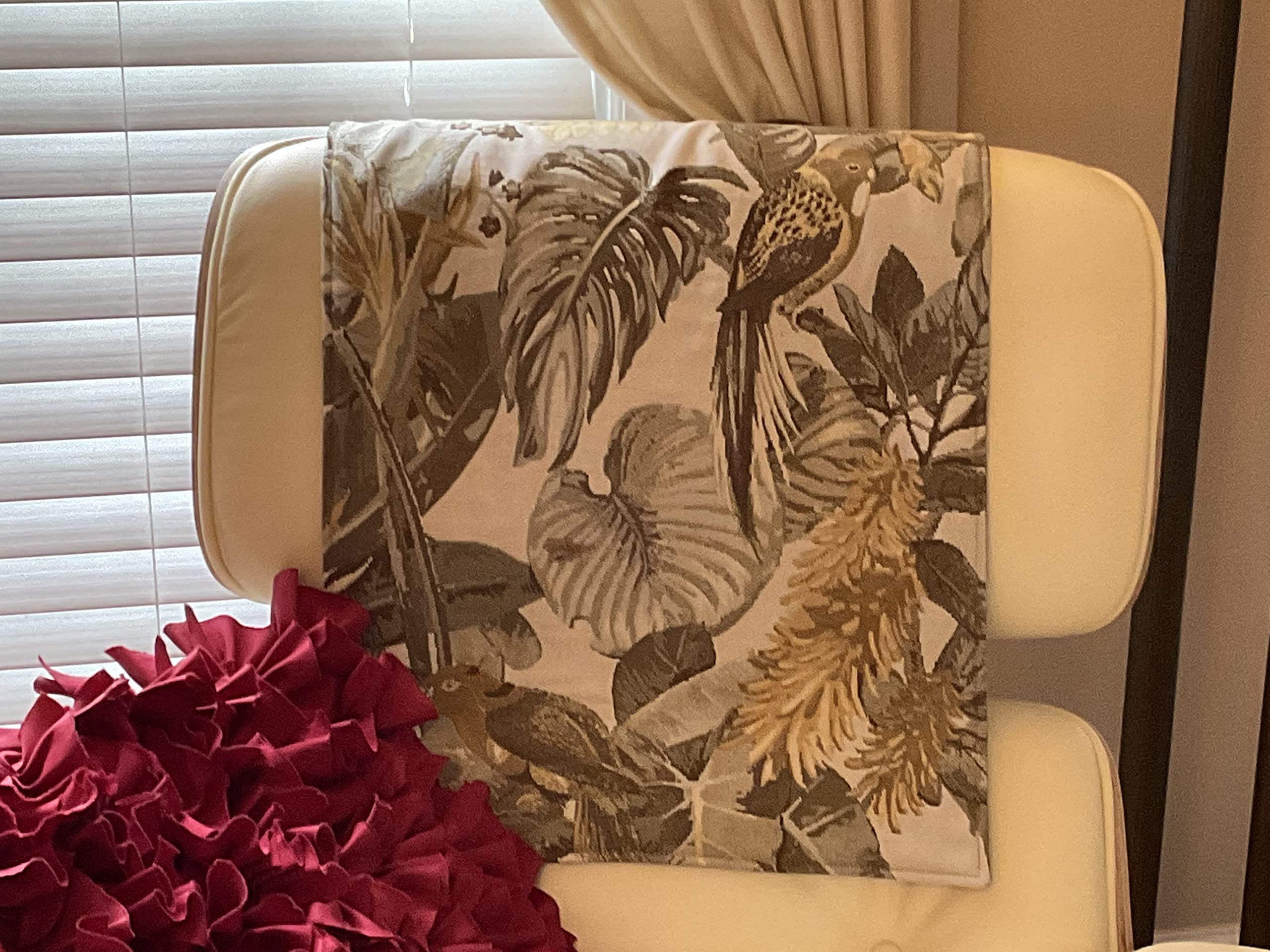 Floral Tropical Reversible Headrest Cover - Furniture Slipcover Protector for Sofas, Loveseats, Recliners, Theater & Office Chairs, RV - Home Decor Accent for Living Room, Bedroom, and Travel
