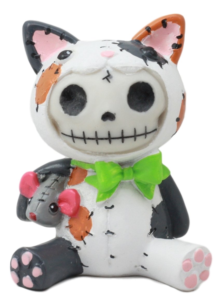 Ebros Furry Bones Stitched Doll Calico Cat Skeleton Figurine 3