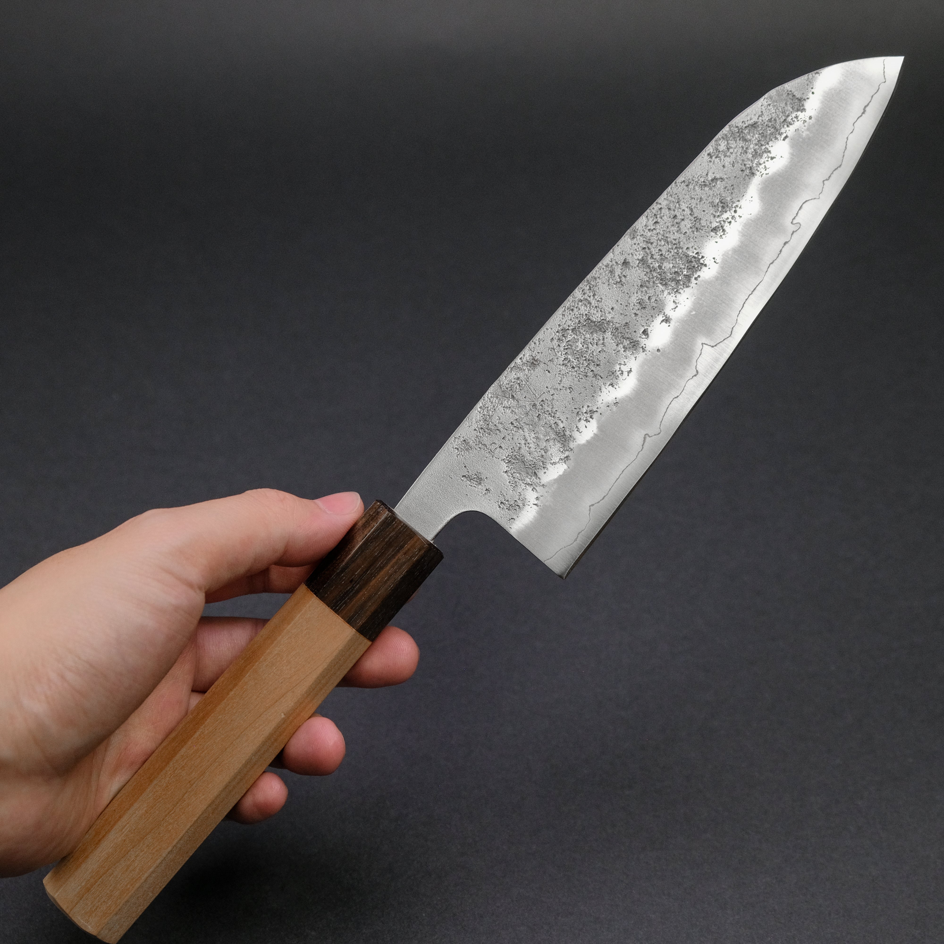 Hitohira Futana S3 Nashiji Santoku Knife 170mm - Japanese Chef Knife with Cherry Wood Handle - Perfect for Slicing, Dicing, and Chopping Vegetables, Meat, and Fish