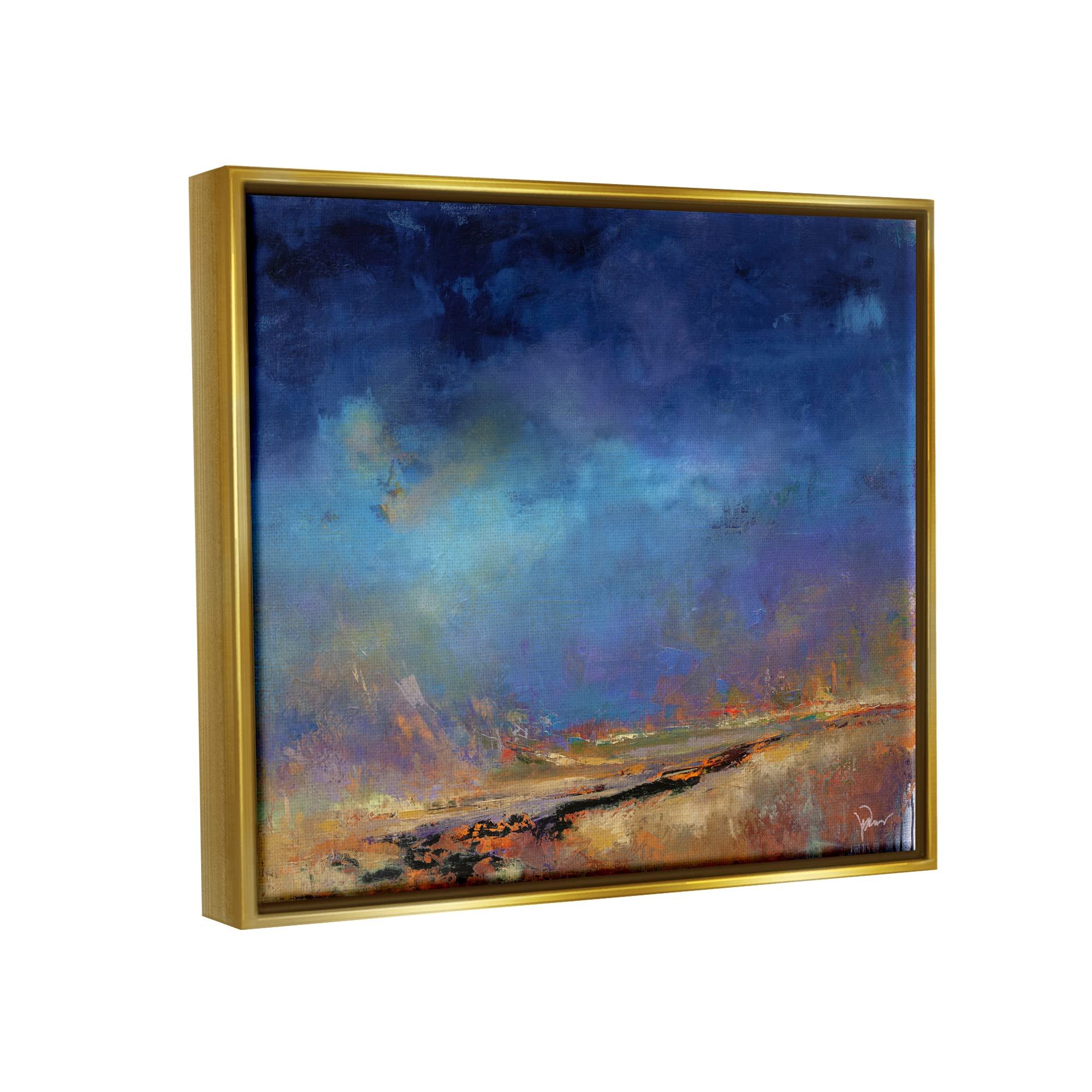Stupell Industries Lost Land Abstract Landscape Framed Floater Canvas Wall Art by Patrick Dennis - Modern Home Decor for Living Room, Bedroom & Office