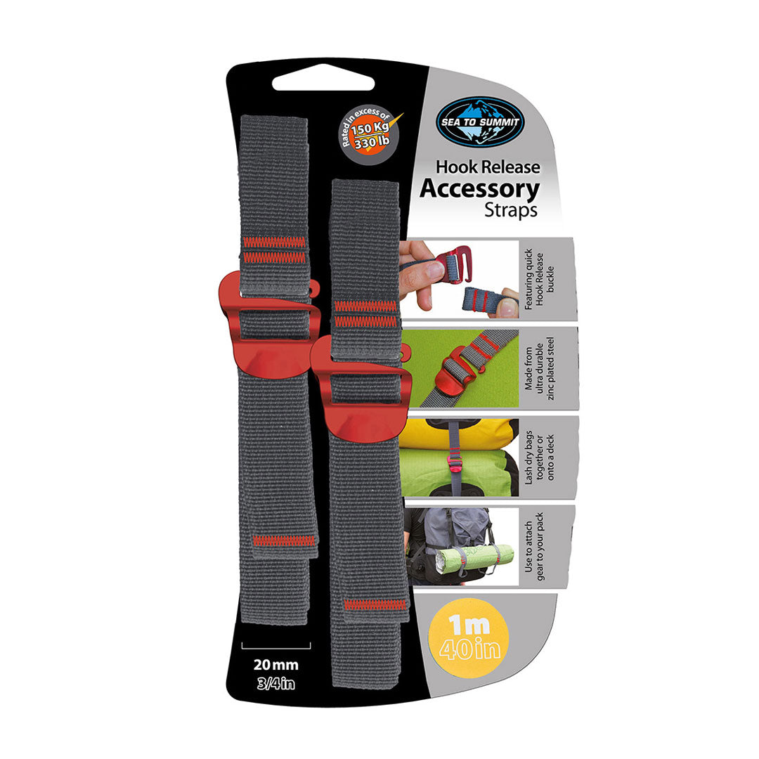Sea to Summit Hooked Buckle Straps - Adjustable Gear Straps for Outdoor Camping, Hiking, Backpacking & Travel Accessories - Secure Your Tent, Sleeping Bag & Equipment