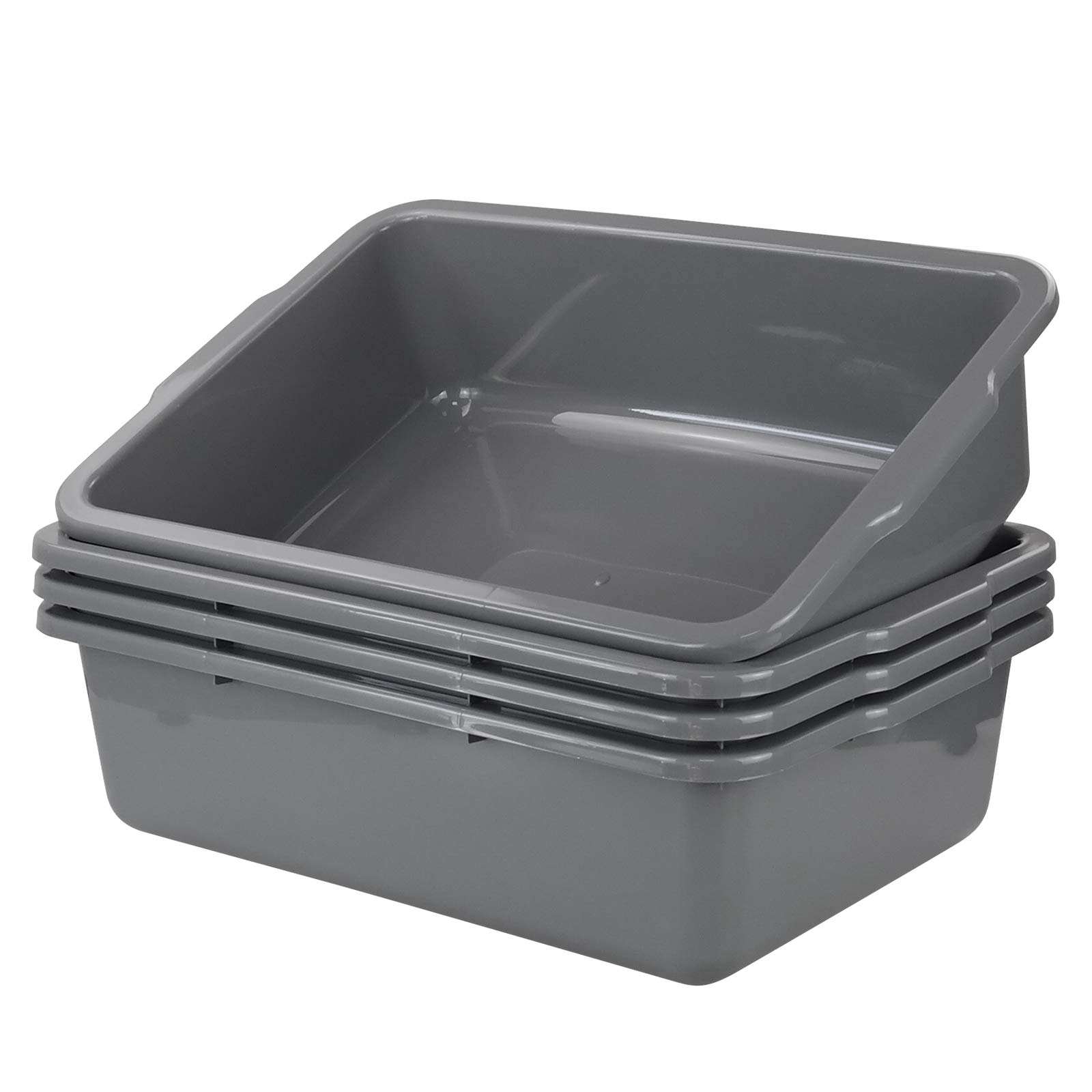 4-Pack Large Commercial Bus Tubs - 32L Heavy-Duty Plastic Tote Boxes for Restaurants, Catering & Food Service (Grey) - Perfect for Dishwashing, Food Storage & Kitchen Organization