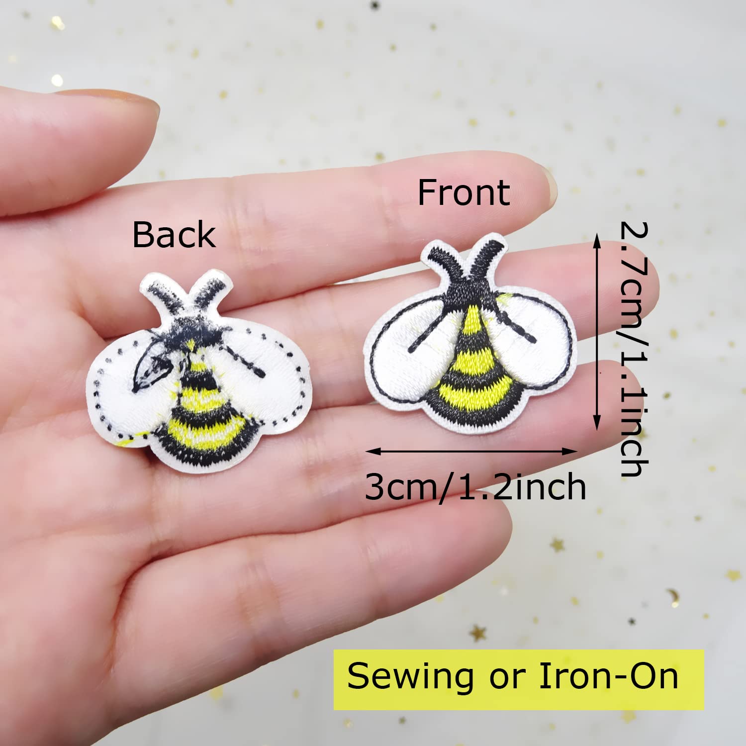 20PCS Cute Bee Embroidered Patches - DIY Iron On/Sew On Appliques for Clothing & Accessories - Perfect for Shirts, Jackets, Backpacks, Hats & Denim - Fun DIY Craft for Kids & Fashion Upcycling Projects