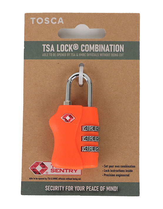 Tosca TCA005 TSA Approved Combination Lock - Secure Luggage & Travel Bags - Orange Color for Easy Identification - Perfect for Airports, Gyms & School Lockers