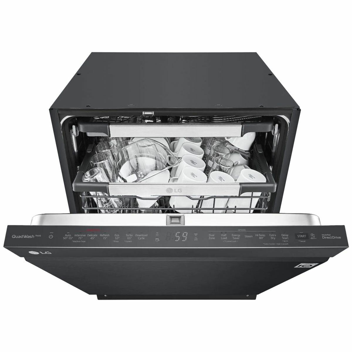 LG QuadWash 24 Inch 15 Place Built-In Dishwasher in Matte Black with TrueSteam Technology - Perfect for Modern Kitchens and Large Family Dining