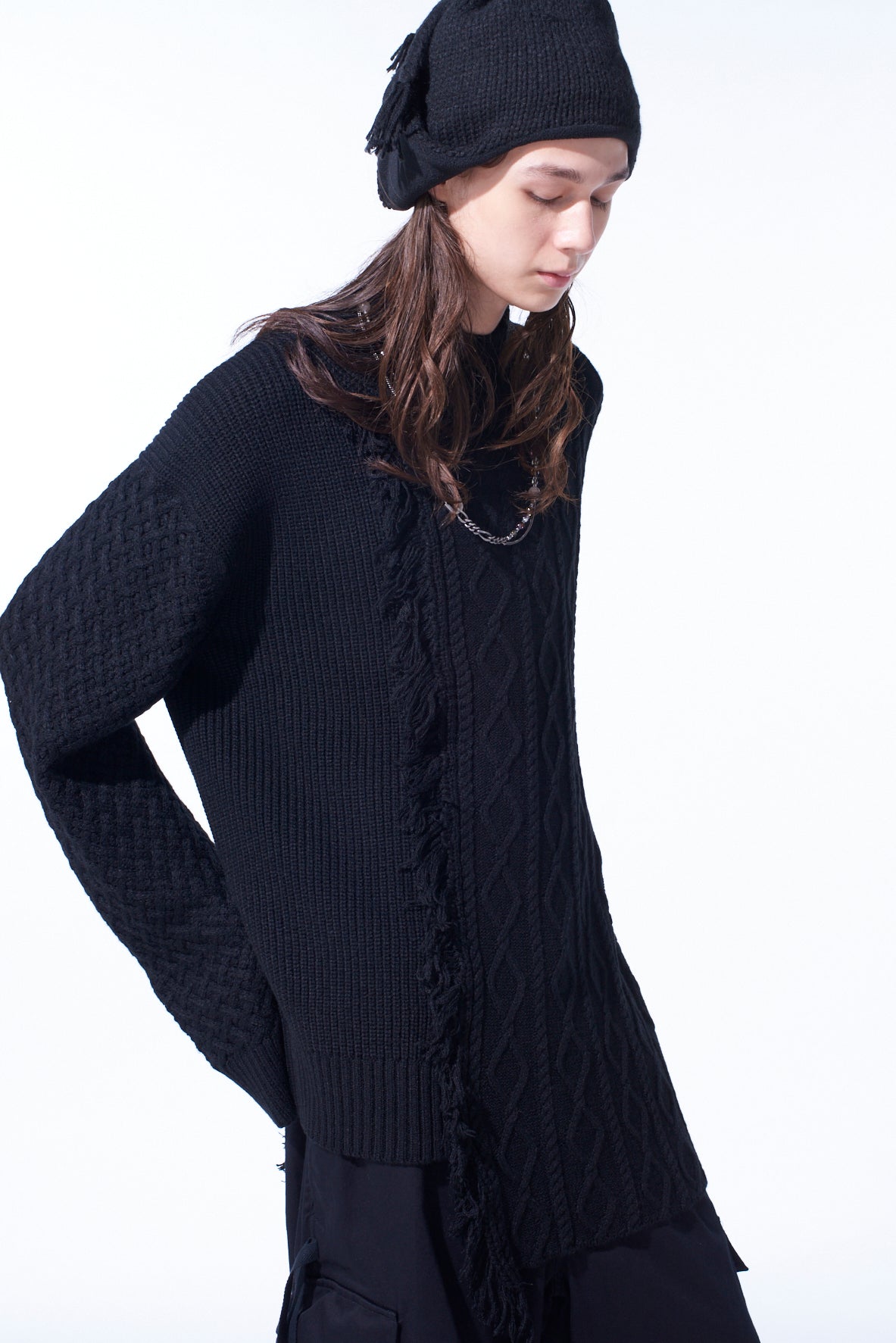 Corpilon Bulky Wool Asymmetrical Fringe Mock Neck Knit Sweater - Cozy Winter Pullover for Women, Perfect for Casual Outfits & Holiday Gatherings