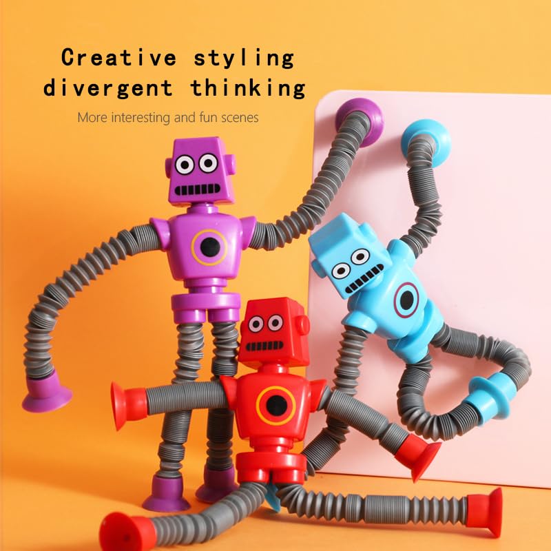 24PCS Telescopic Suction Cup Robot Toy - Pop Tubes Sensory Toys for Kids & Toddlers, Fidget Toys for Stress Relief, Travel & Classroom Prizes, STEM Learning Fun for Boys & Girls - Perfect for Birthday Gifts, Party Favors and Treasure Box Rewards