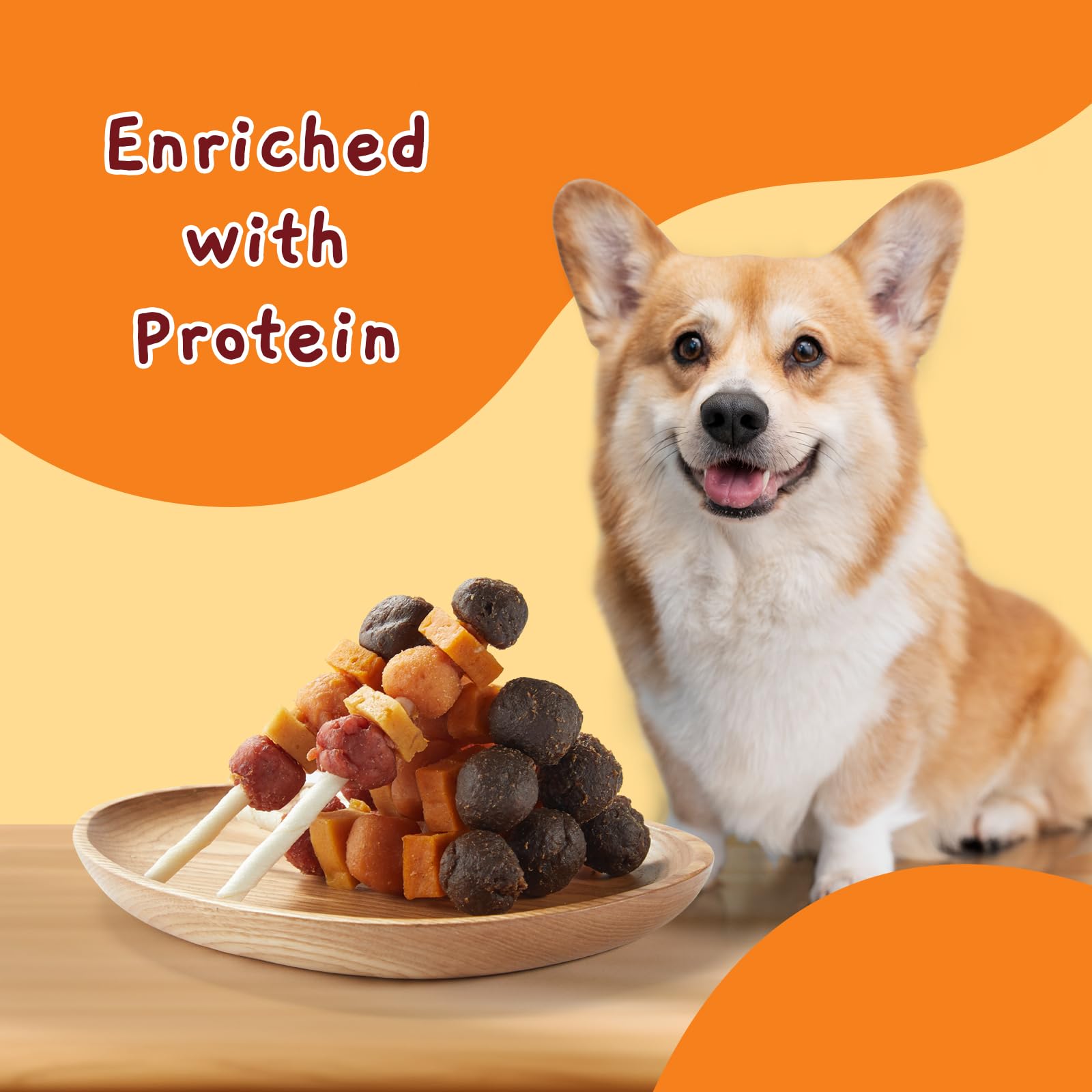 Jungle Calling Dog Kabob Treats - Chicken, Duck, Beef Flavors for Training & Play