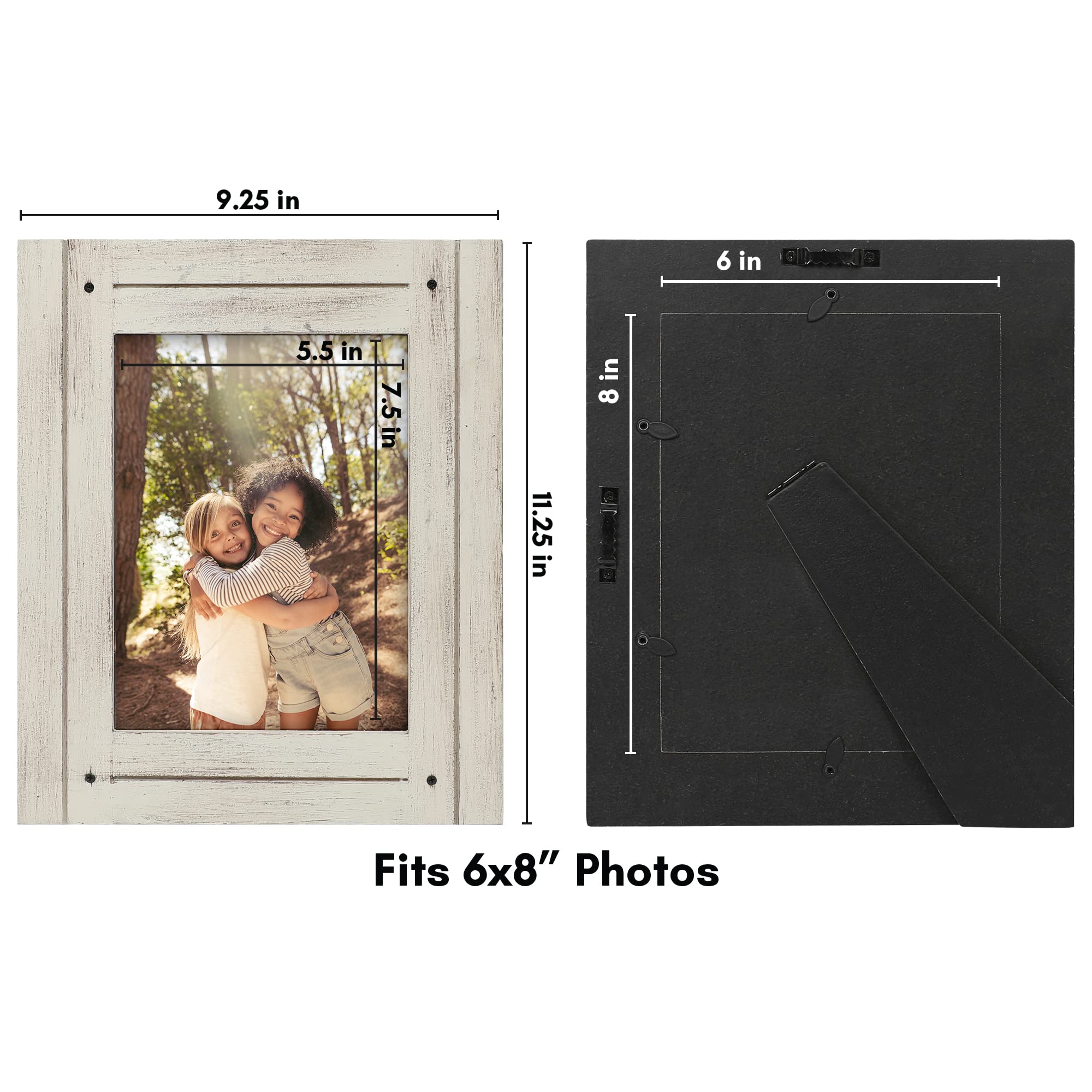 Americanflat 6x8 Picture Frame - Crystal Clear Glass, Distressed Wood - Wall & Tabletop Display for Home Decor