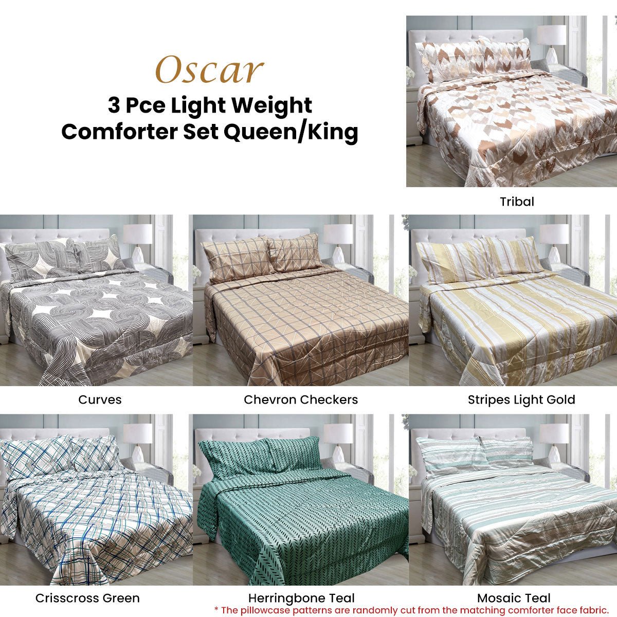 Hotel Living 3-Piece Lightweight Comforter Set - Queen/King Size Oscar Curves Design | Ultra Soft Bedding for Luxury Hotels & Cozy Home Bedrooms
