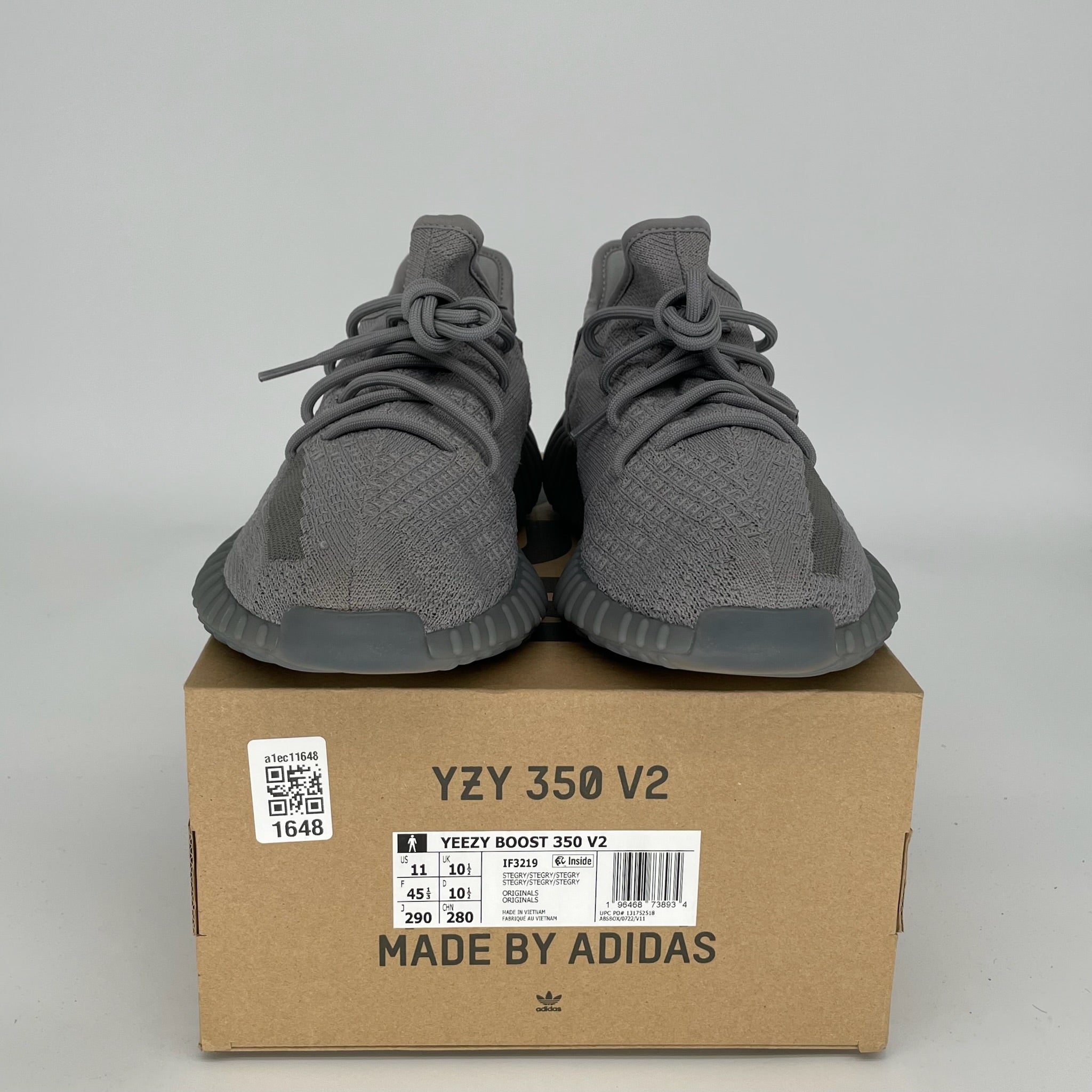 Adidas Yeezy Boost 350 V2 Steel Grey Men's Running Shoes Size 11 - IF3219 | Comfortable Sneakers for Casual Wear, Gym & Street Fashion