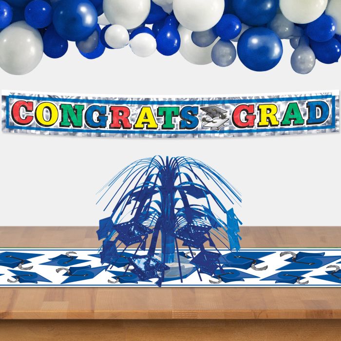 12 Pack Beistle Blue Graduation Cap Mini Cascade Centerpieces - Perfect for Graduation Party Decorations, Table Centerpieces, and Photo Backdrops