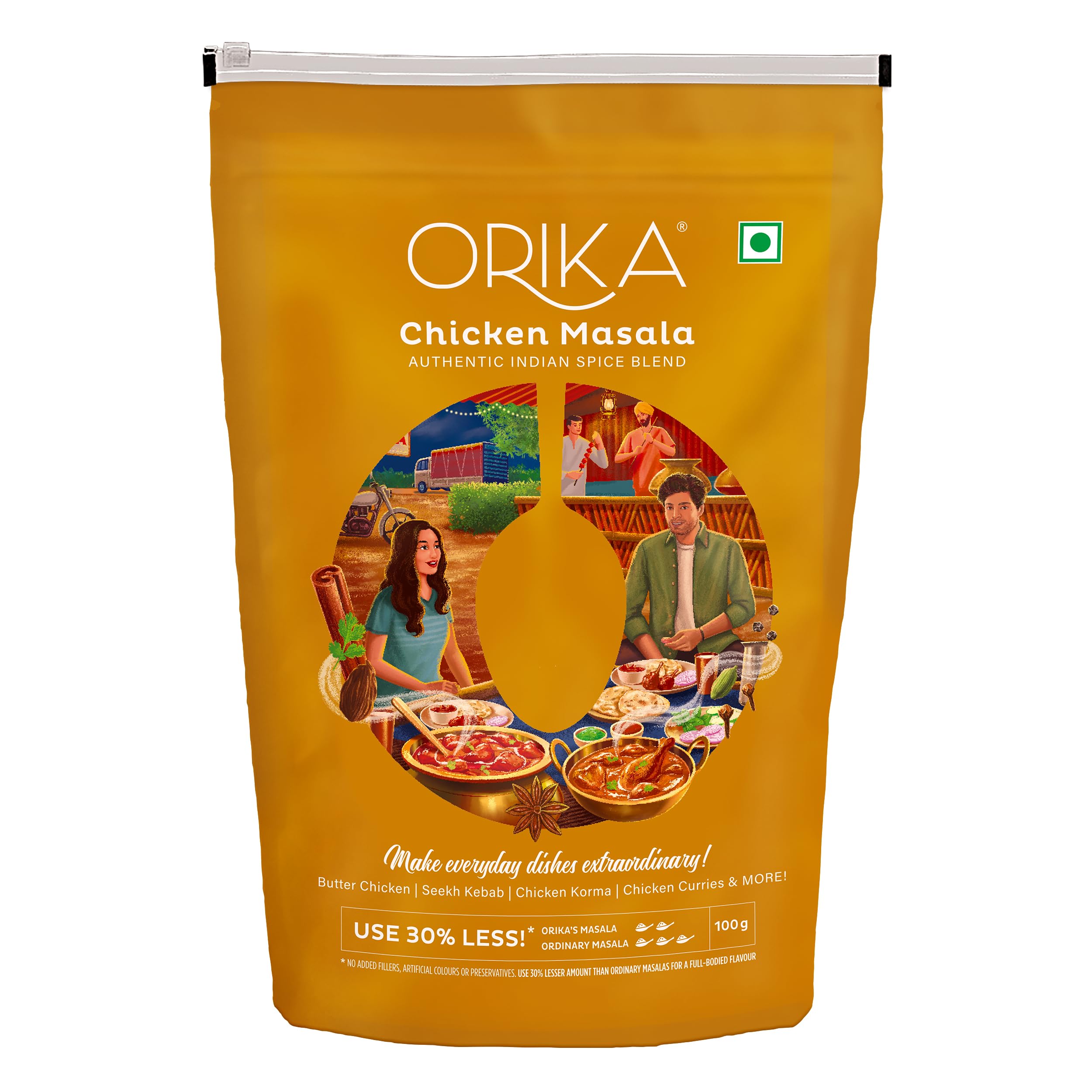Orika Chicken Masala Spice Powder - 100g Pack | Authentic Indian Masala for Chicken Curry, Biryani & Tandoori | Perfect for Home Cooking & Restaurant Use