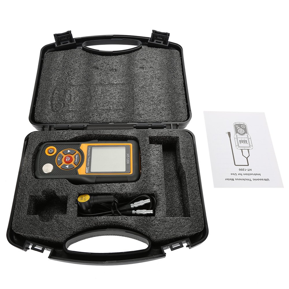 HT-1200 Ultrasonic Thickness Gauge - Digital LCD Meter with 2-300mm Range for Metal, Plastic & Pipe Measurement | Industrial & Home DIY Use