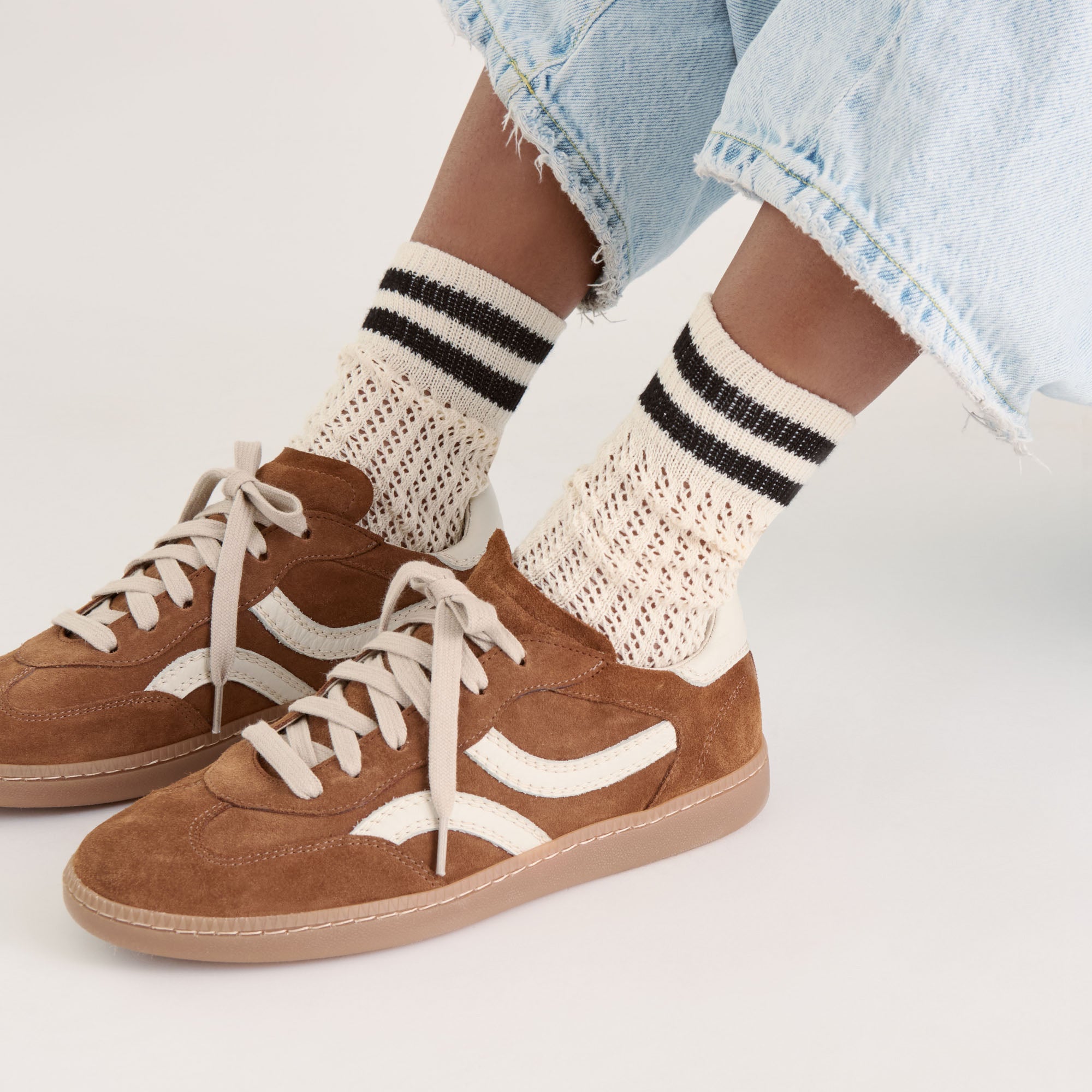Pointelle Striped Socks for Women - White & Black Comfy Knit Ankle Socks - Perfect for Casual Wear, Office, and Home Relaxation