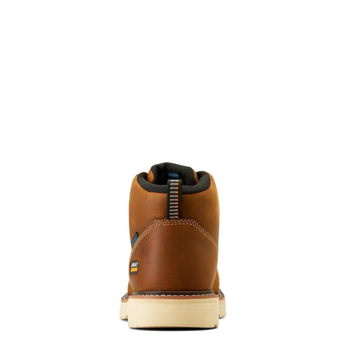 Waterproof Distressed Brown Soft Toe Chukka Boots for Construction Work - Heavy Duty Rebar Lift Safety Shoes for Outdoor Work & Hiking